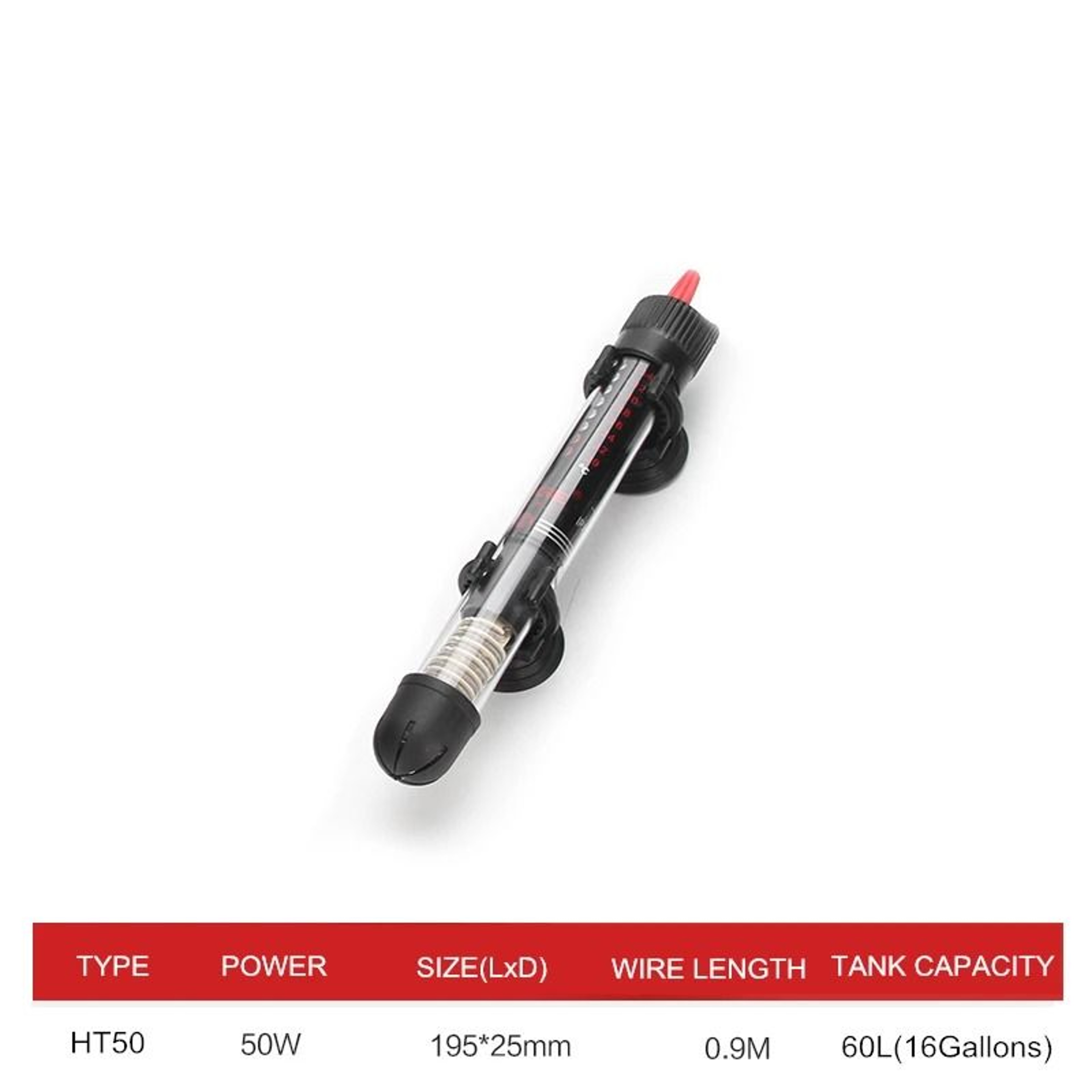 Adjustable Temperature Thermostat Submersible Aquarium Heater Rod 6