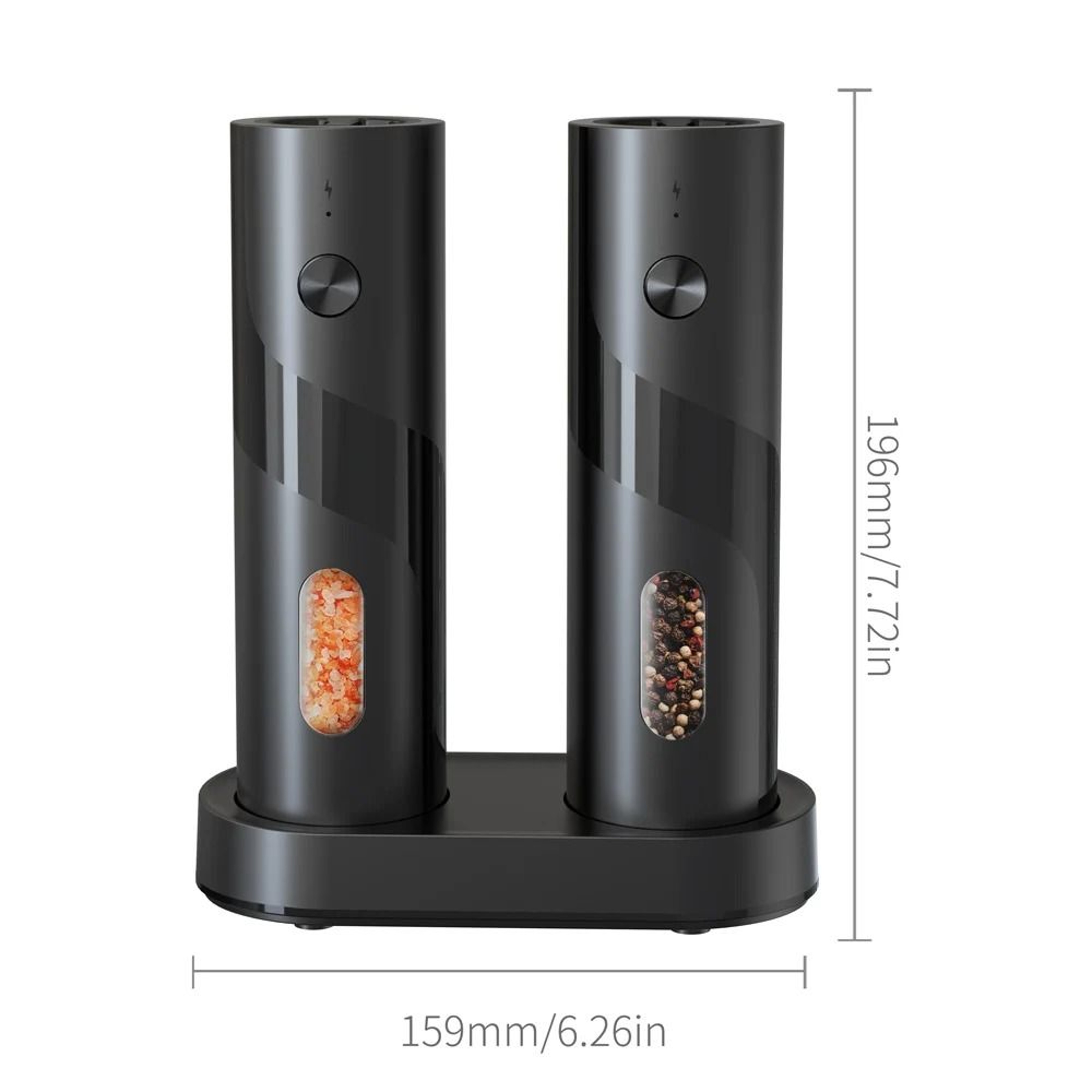 Cordless Automatic Salt And Pepper Grinder Set DualPack Electric Spice Mill With LED Light 5