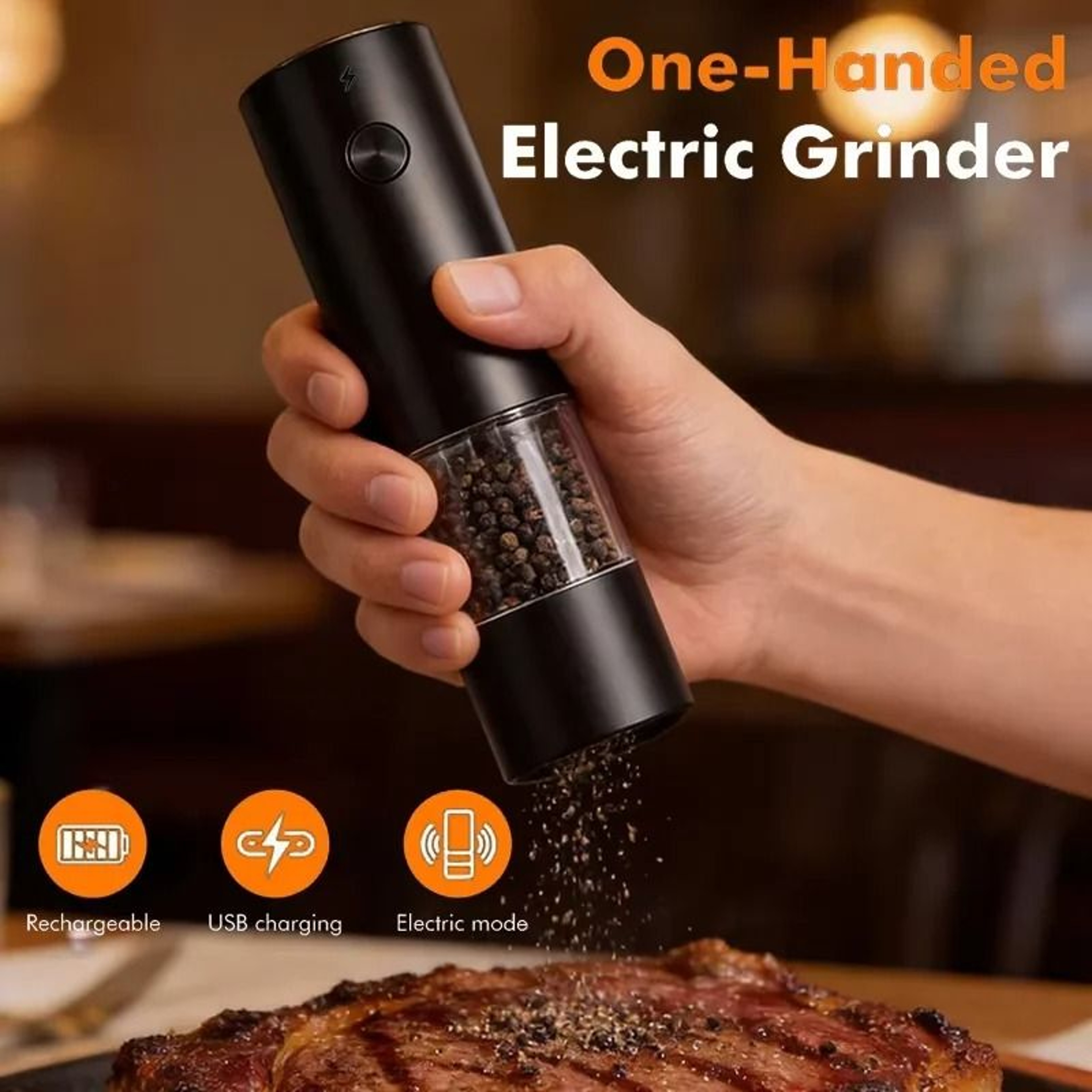 Automatic Electric Spice Mill Set Cordless Salt And Pepper Grinder With LED Light 5