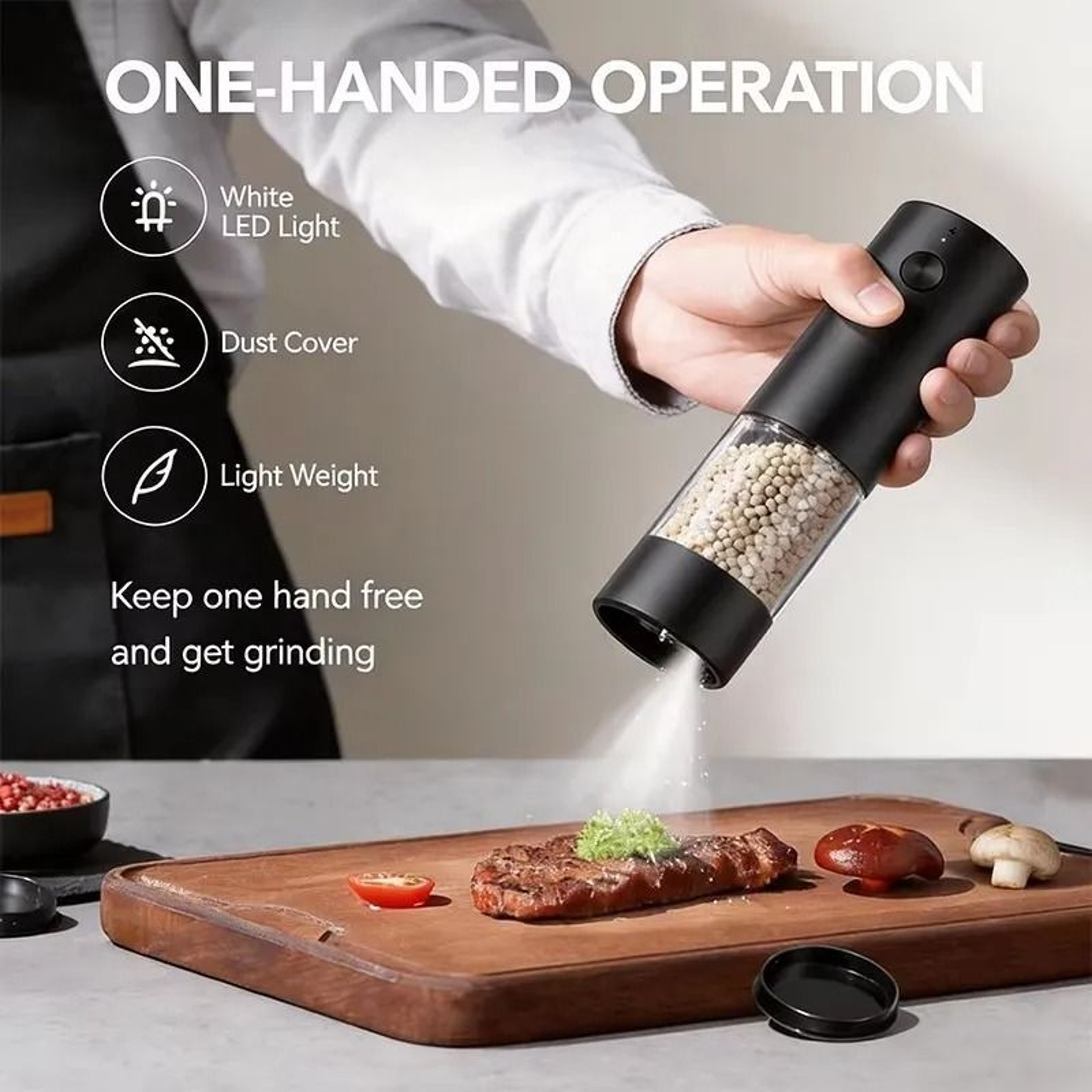 Automatic Electric Spice Mill Set Cordless Salt And Pepper Grinder With LED Light 1