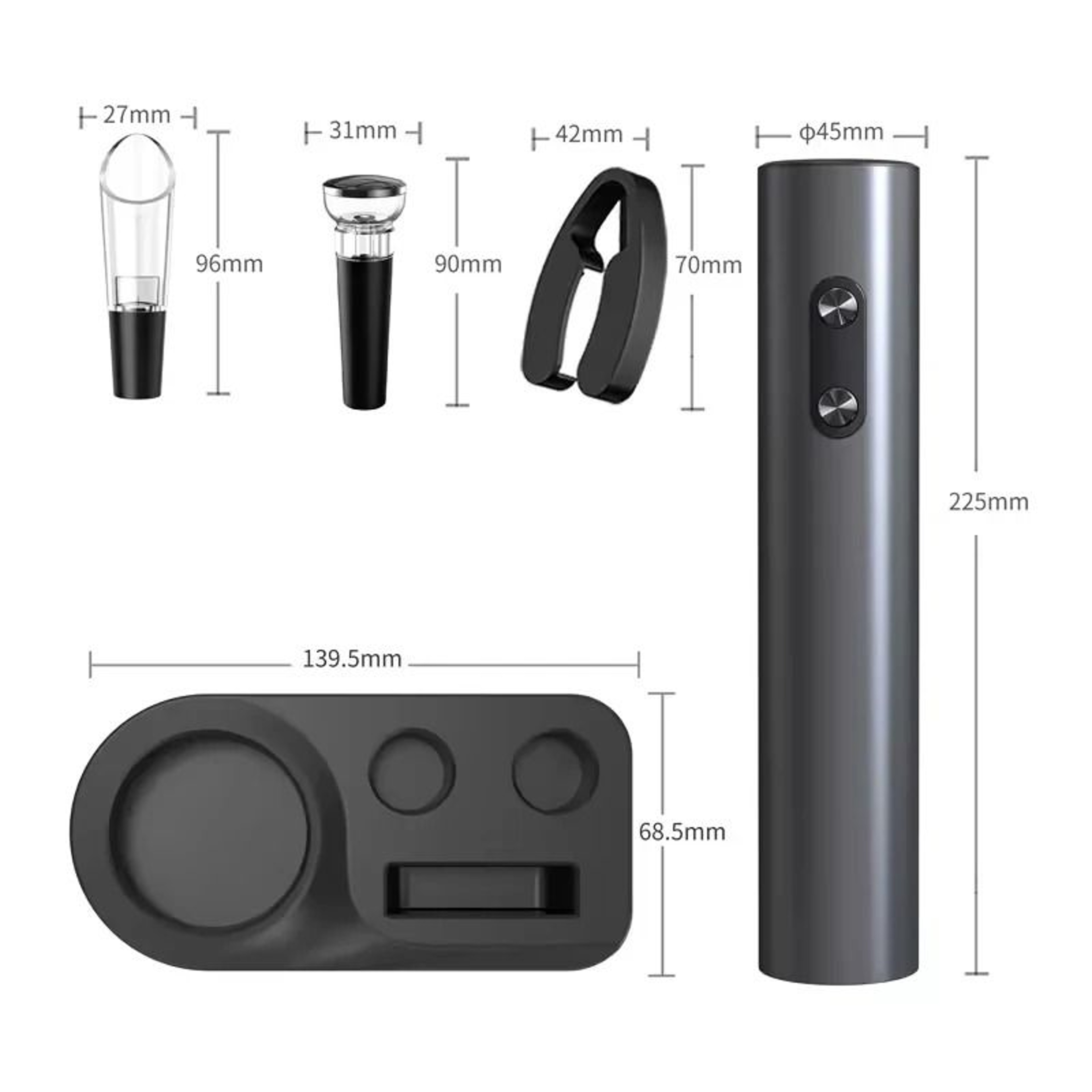 Automatic Electric Wine Opener Gift Set Deluxe Bottle Corkscrew With Stopper  Pourer 5