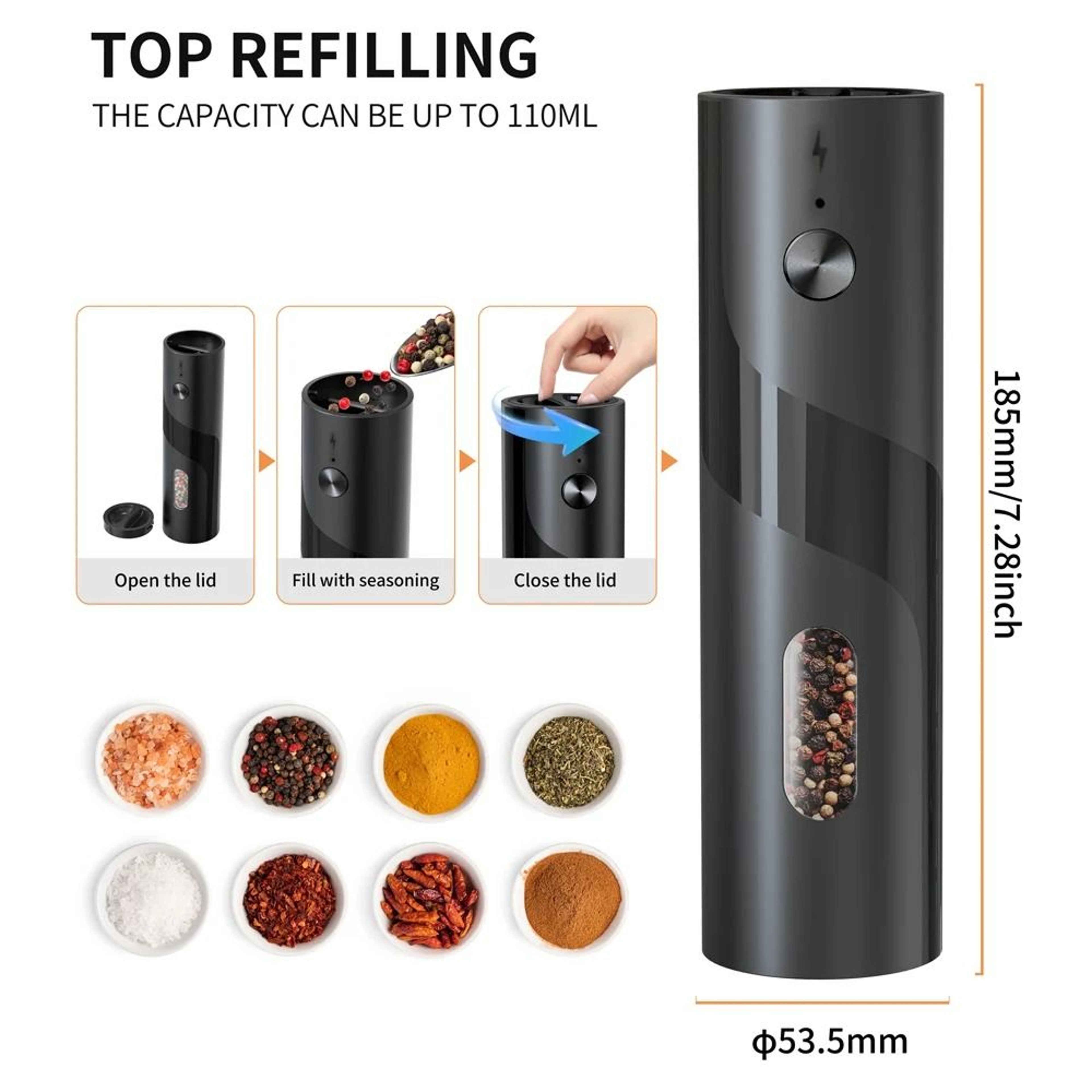 Automatic Electric Salt And Pepper Grinder Set USB Rechargeable Spice Mills With Charging Dock 1