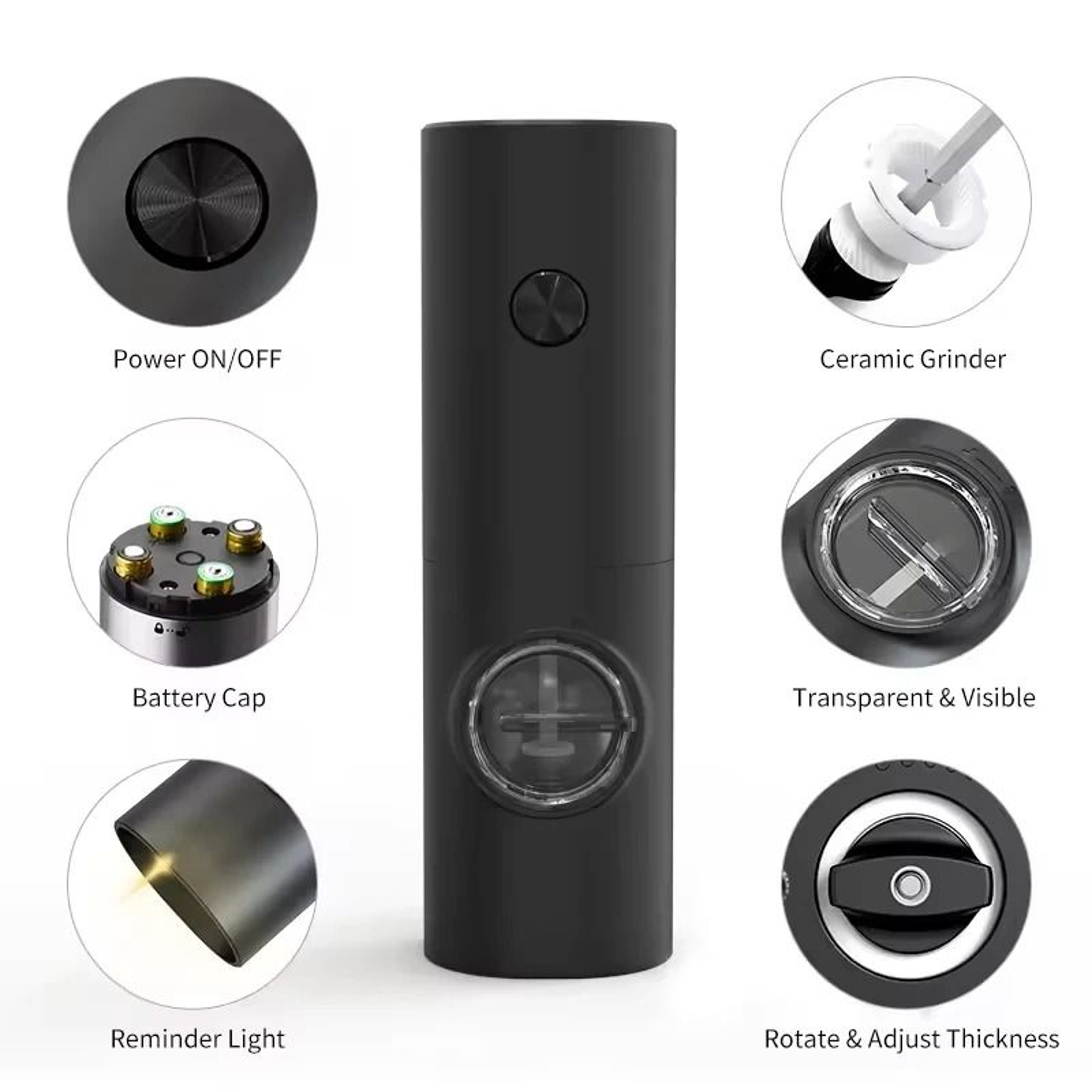 Automatic Electric Pepper Mill Adjustable Salt And Spice Grinder Set With LED Light 4