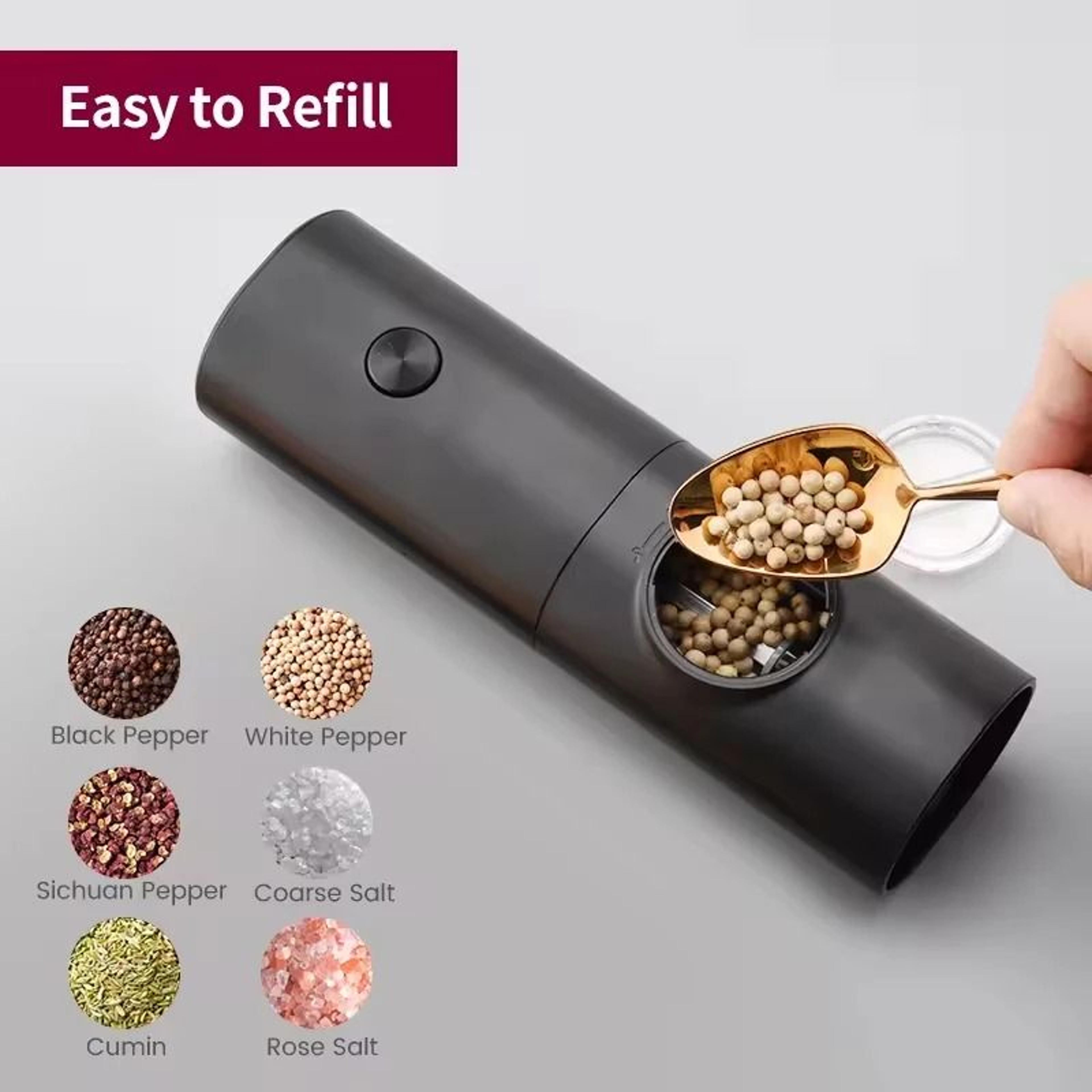 Automatic Electric Spice Mill HeavyDuty Pepper  Salt Grinder With LED Light 2