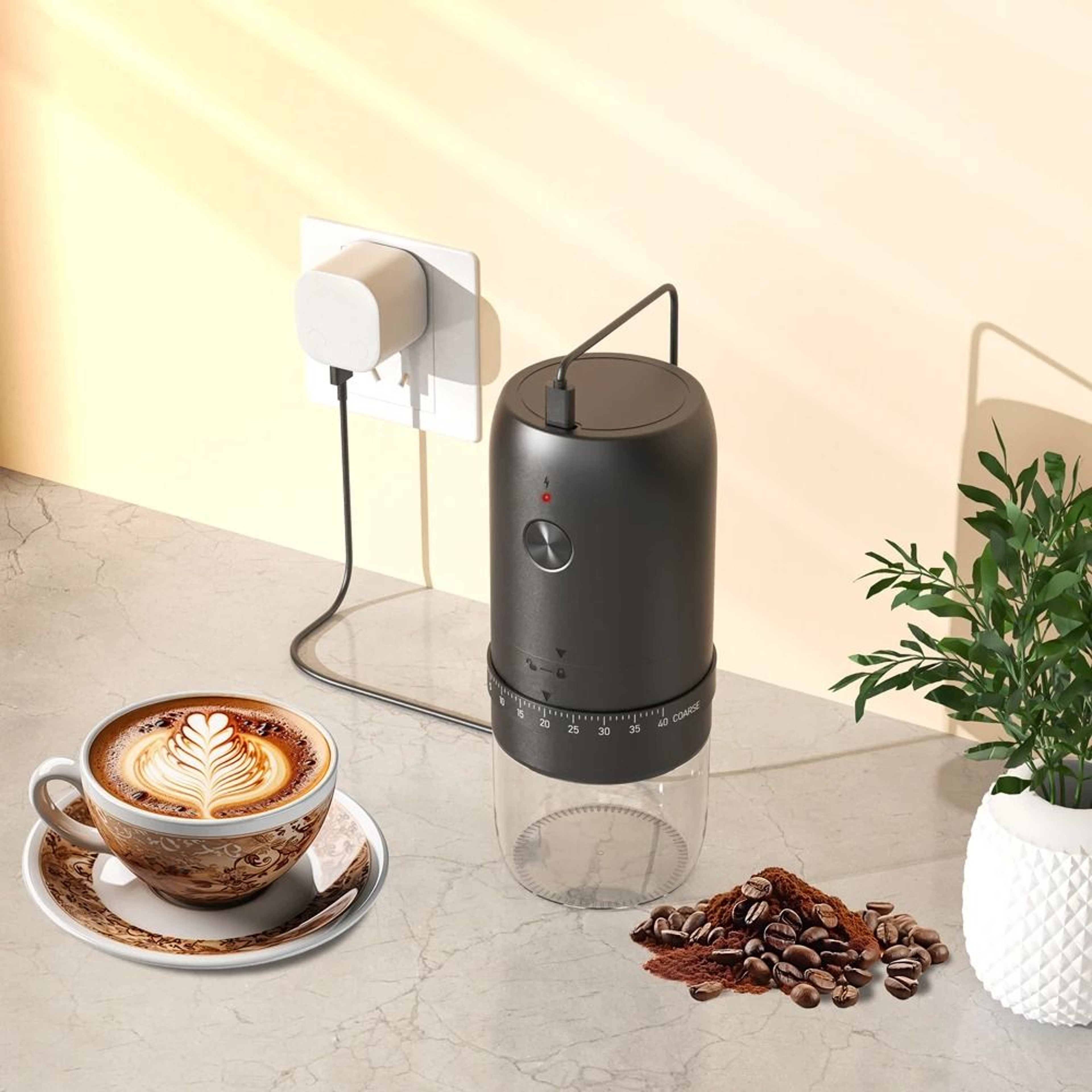 Cordless Electric Coffee Bean Grinder 40 Speed Precision Conical Burr Machine 0