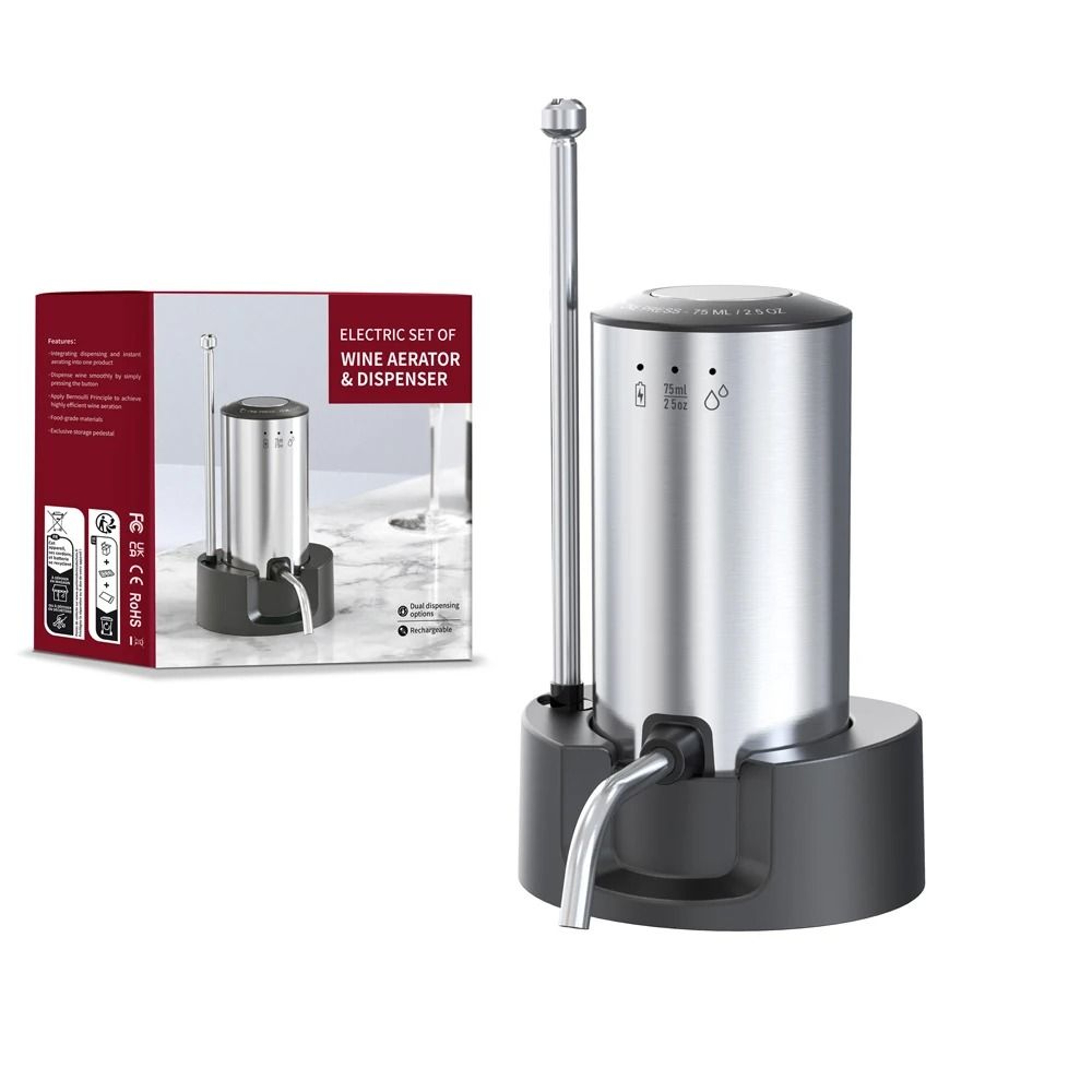 Automatic Electric Wine Aerator And Dispenser Set With USB Type C Rechargeable Battery 7