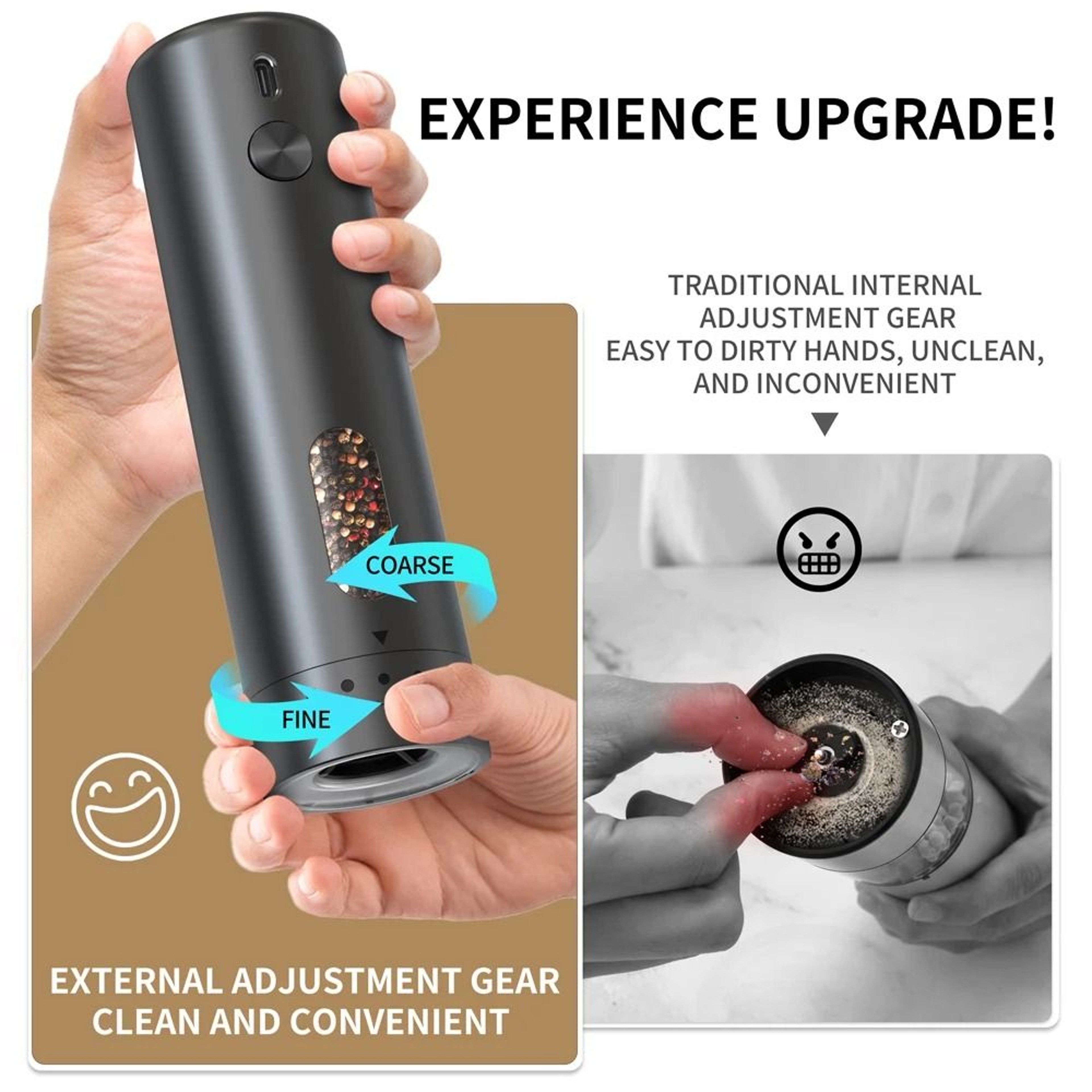 Cordless One Touch Salt and Pepper Mill Set with LED Light and Adjustable Coarseness – view 6