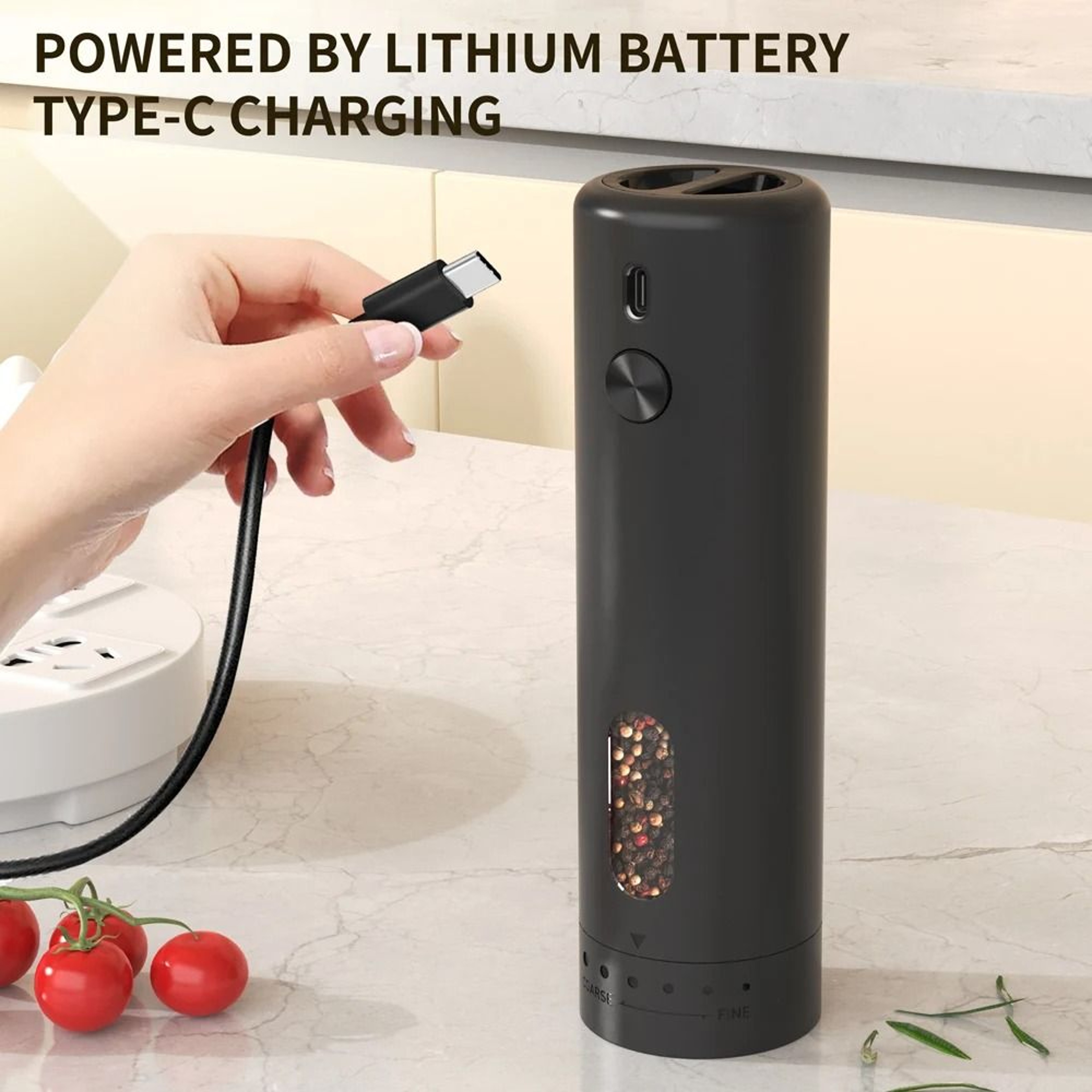 Cordless One Touch Salt And Pepper Mill Set With LED Light And Adjustable Coarseness 1
