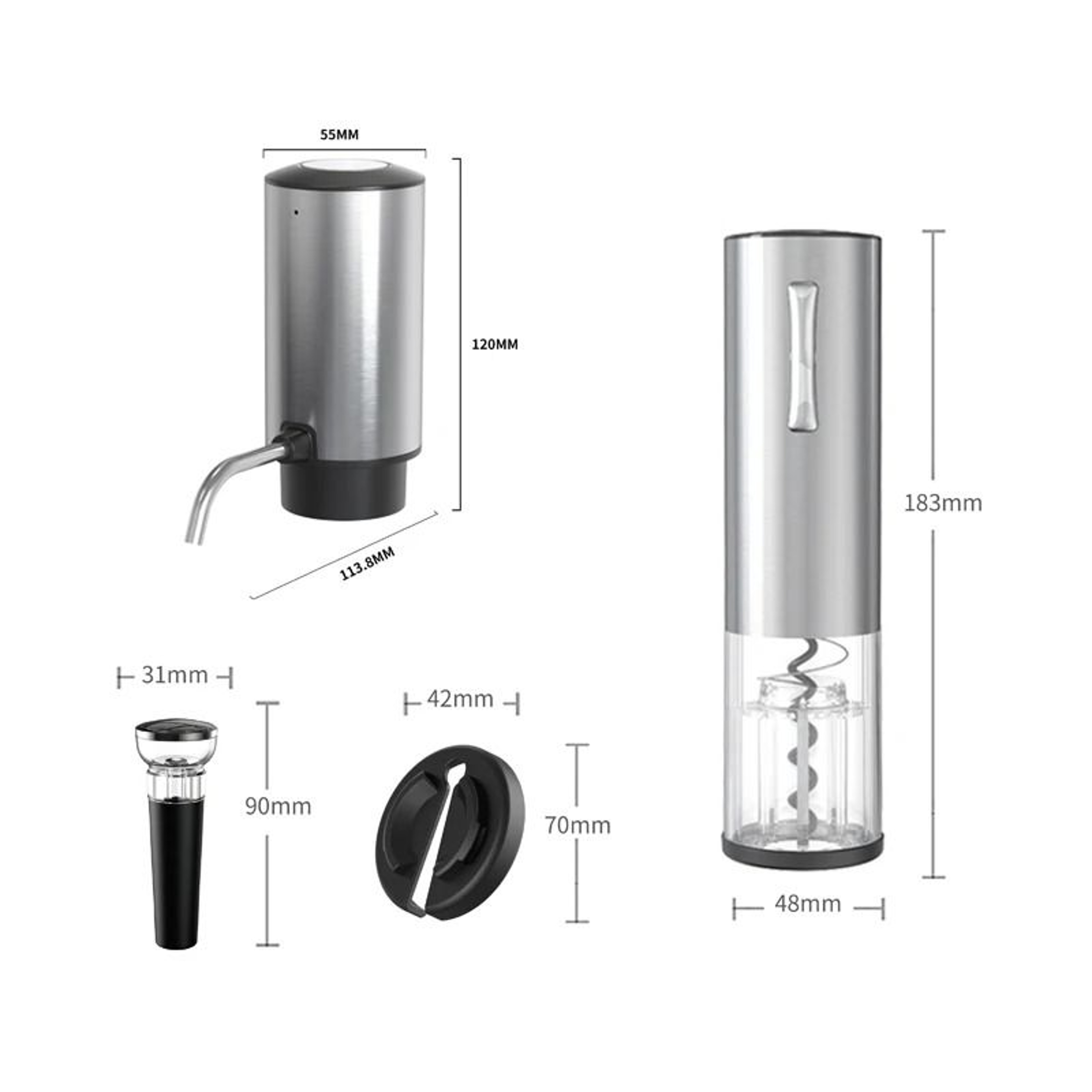 Lithium Rechargeable 4 In 1 Electric Wine Opener Set With Foil Cutter Aerator Pourer And Vacuum Sto 5