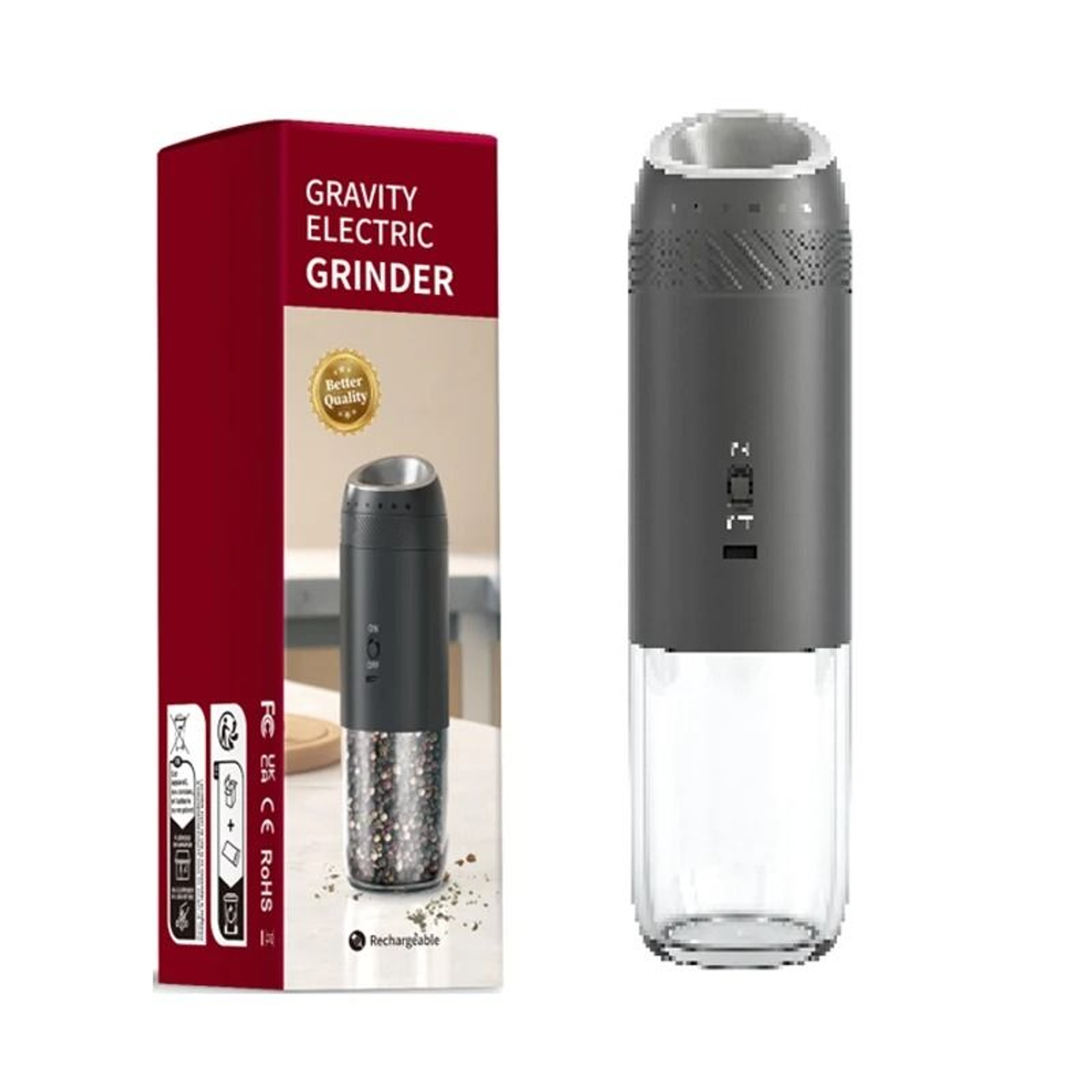 Cordless Single Touch Spice Mill Set With LED Light And Adjustable Coarseness 6