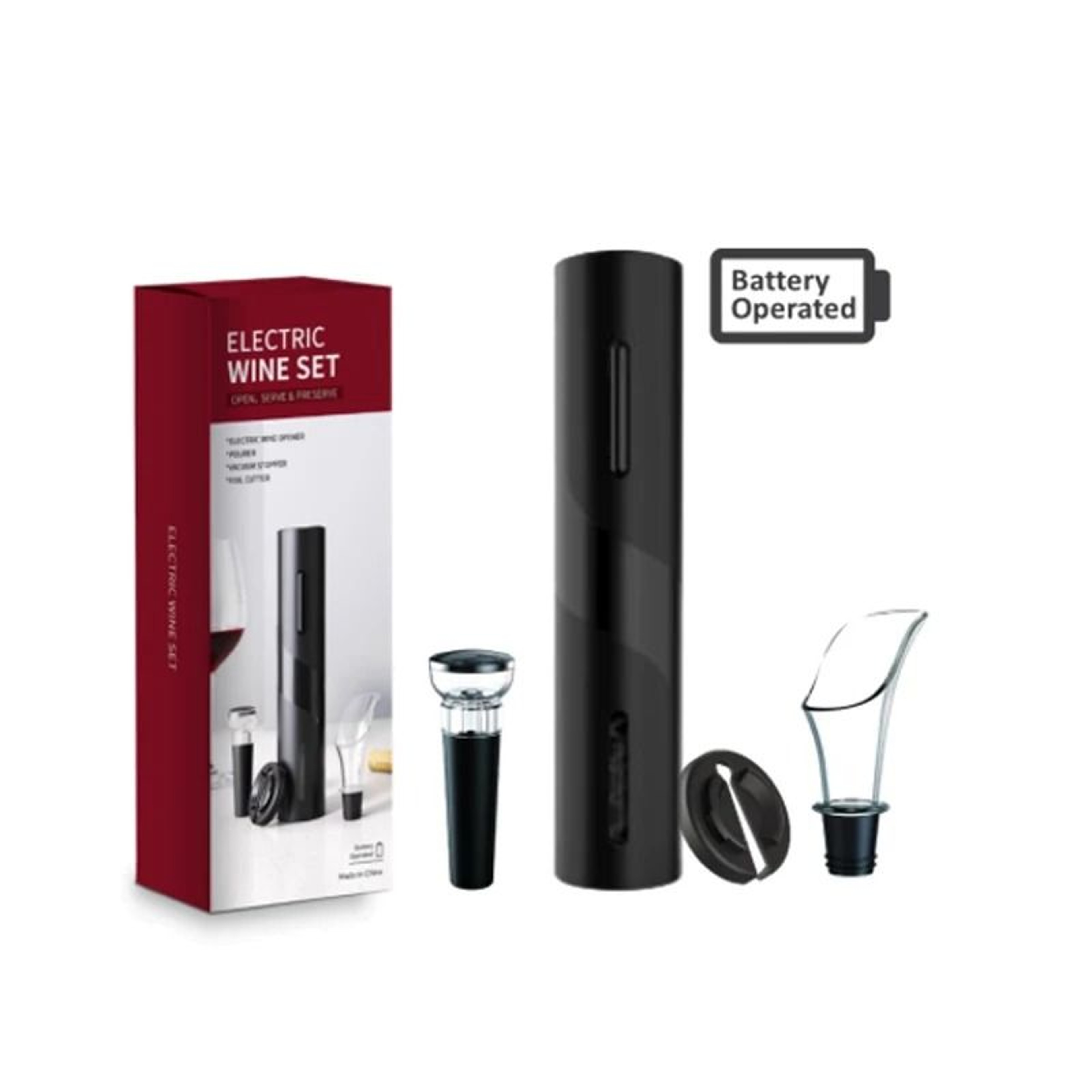 Multifunction Electric Automatic Corkscrew Wine Opener Set With Storage Base 6