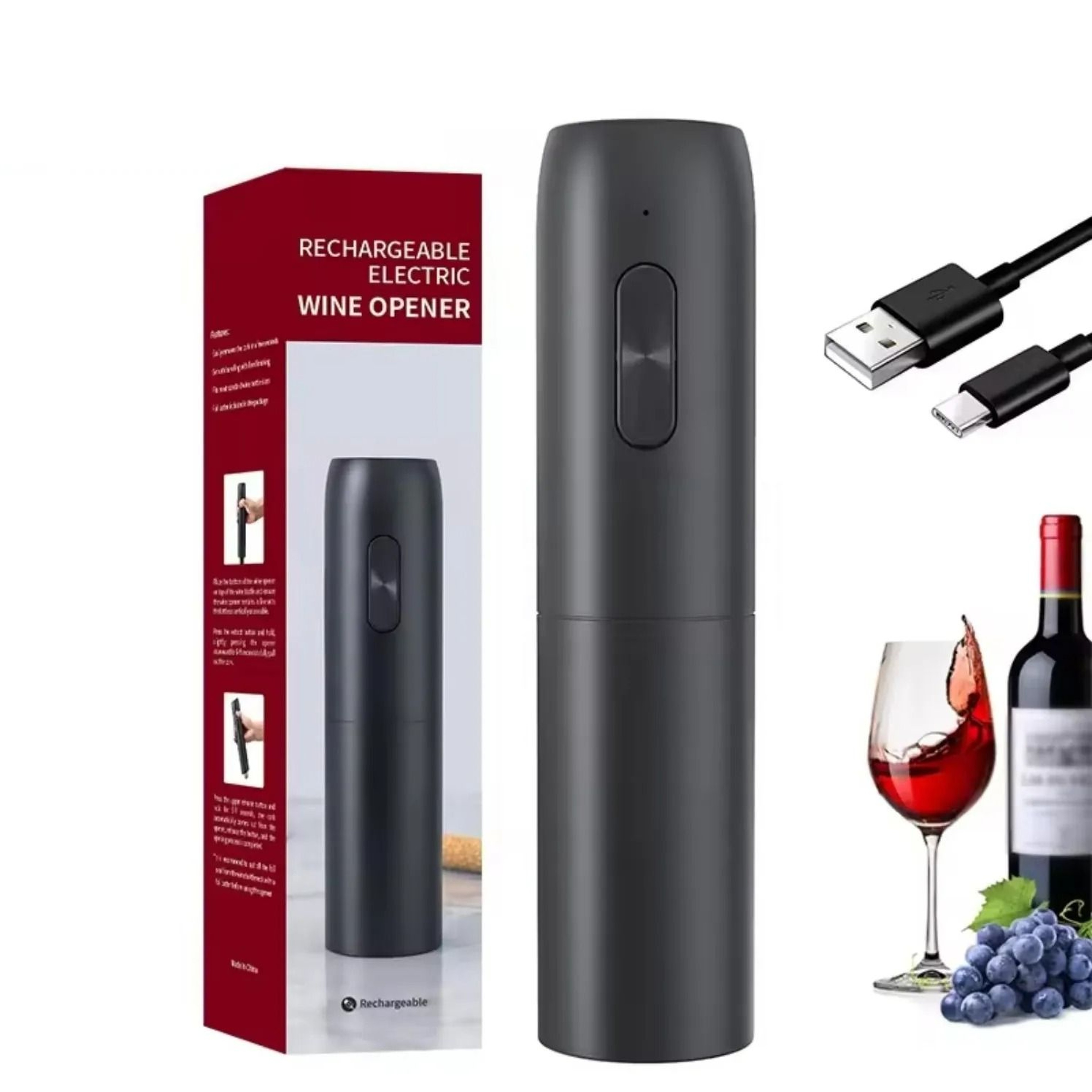 Ins Style One Touch Electric Corkscrew Gift Set With Aerator Spout And Vacuum Stopper 6