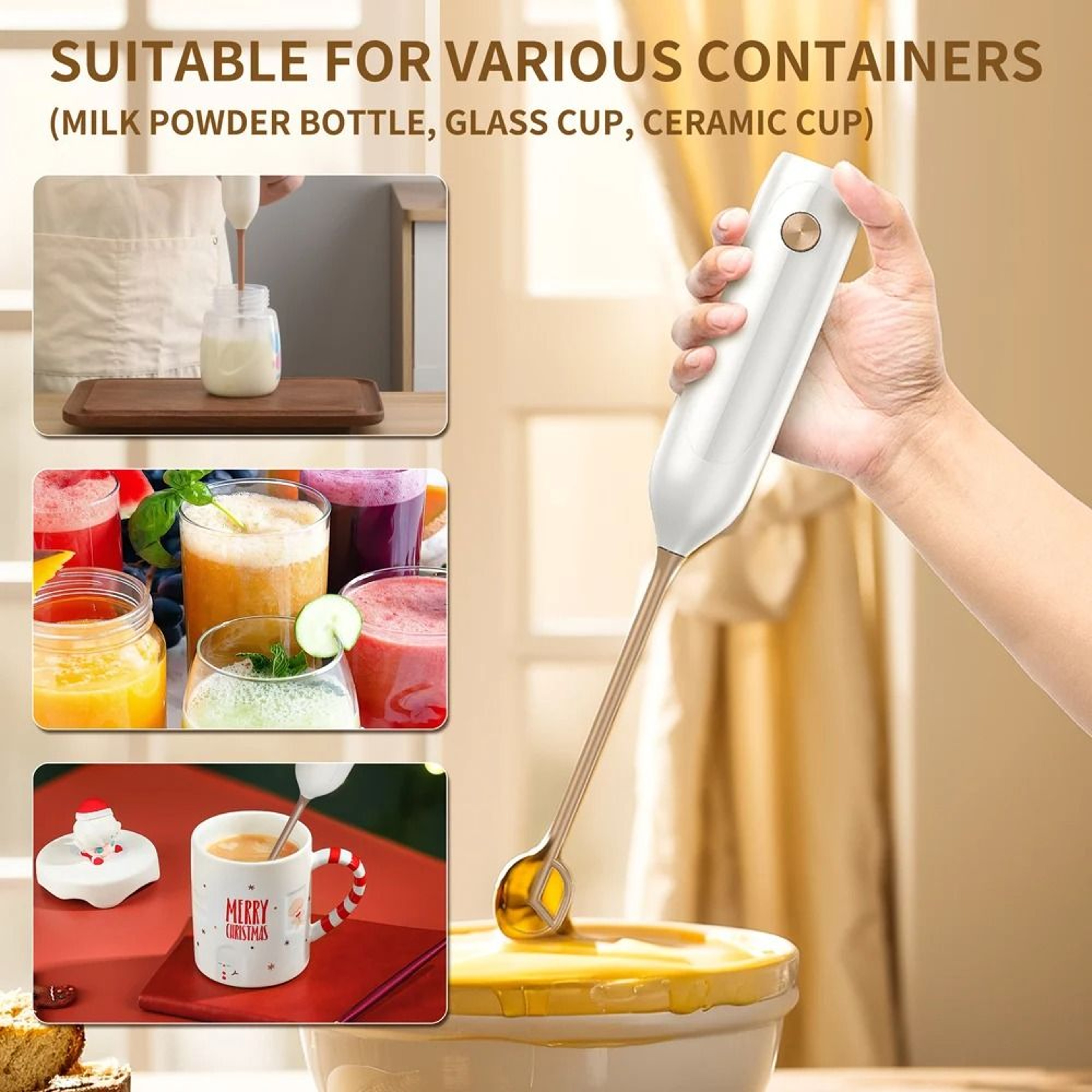 Handheld Electric Milk Frother And Drink Mixer With Stainless Steel Whisk 1