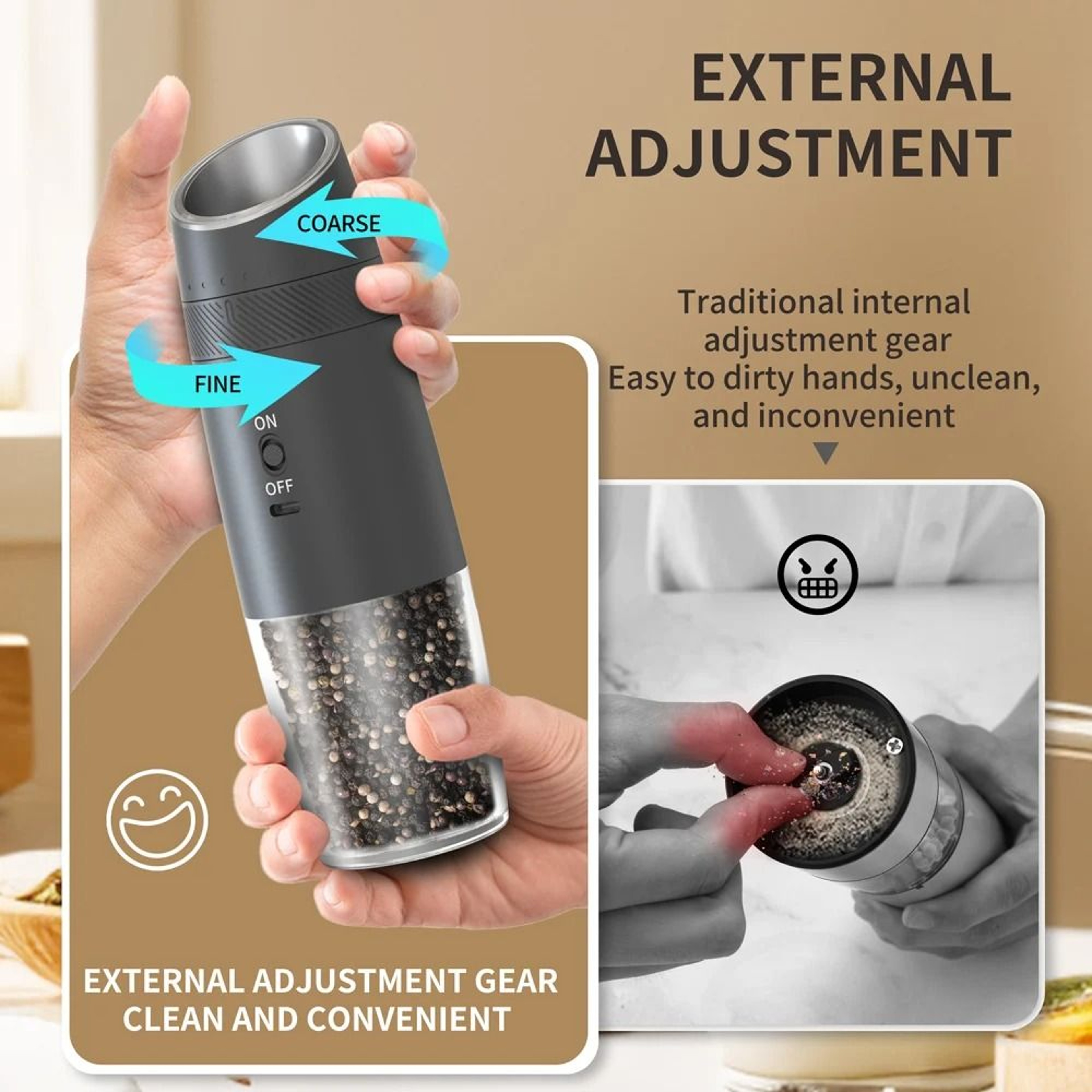 USB Rechargeable Automatic Spice Mill Set With Ceramic Core 4