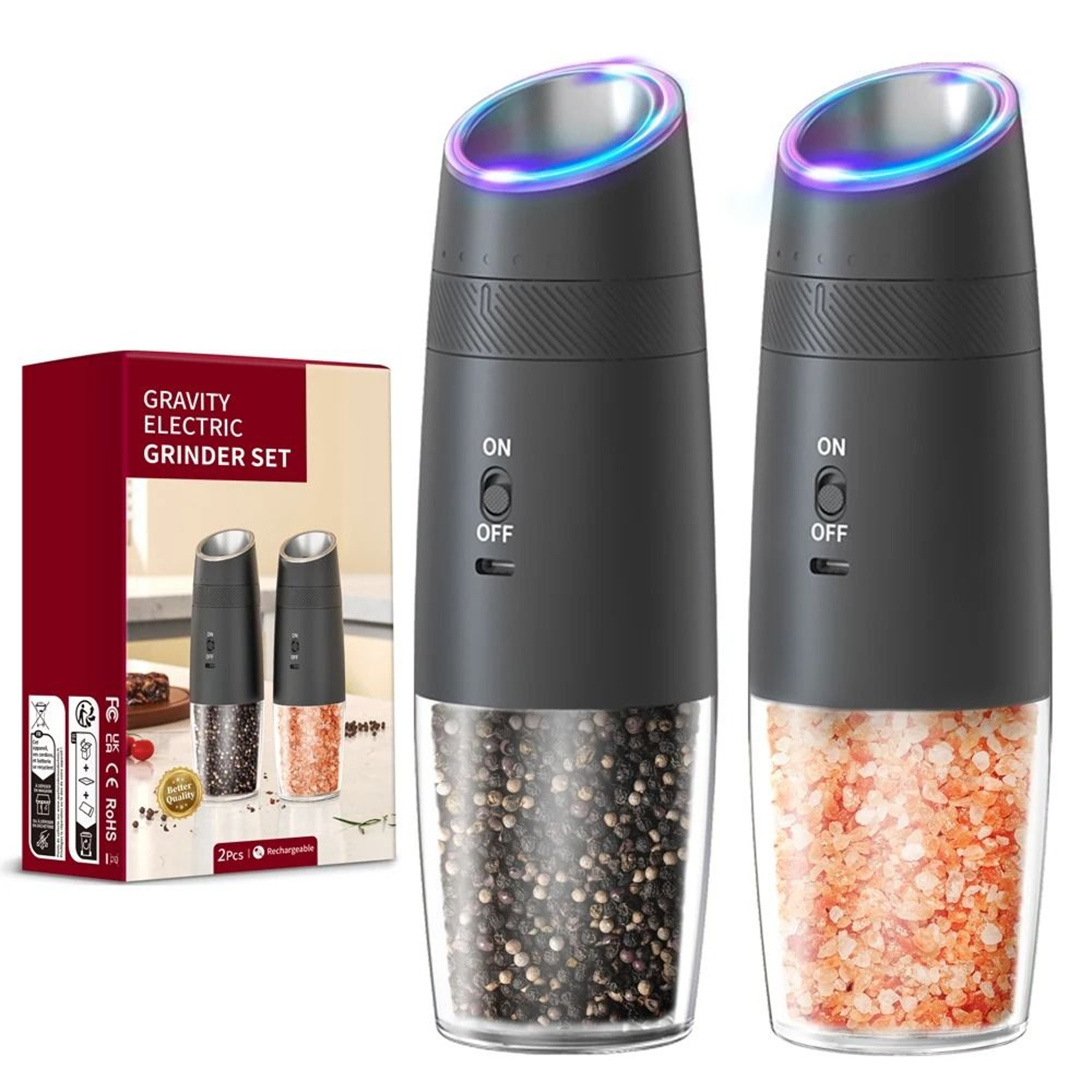USB Rechargeable Automatic Spice Mill Set With Ceramic Core 7