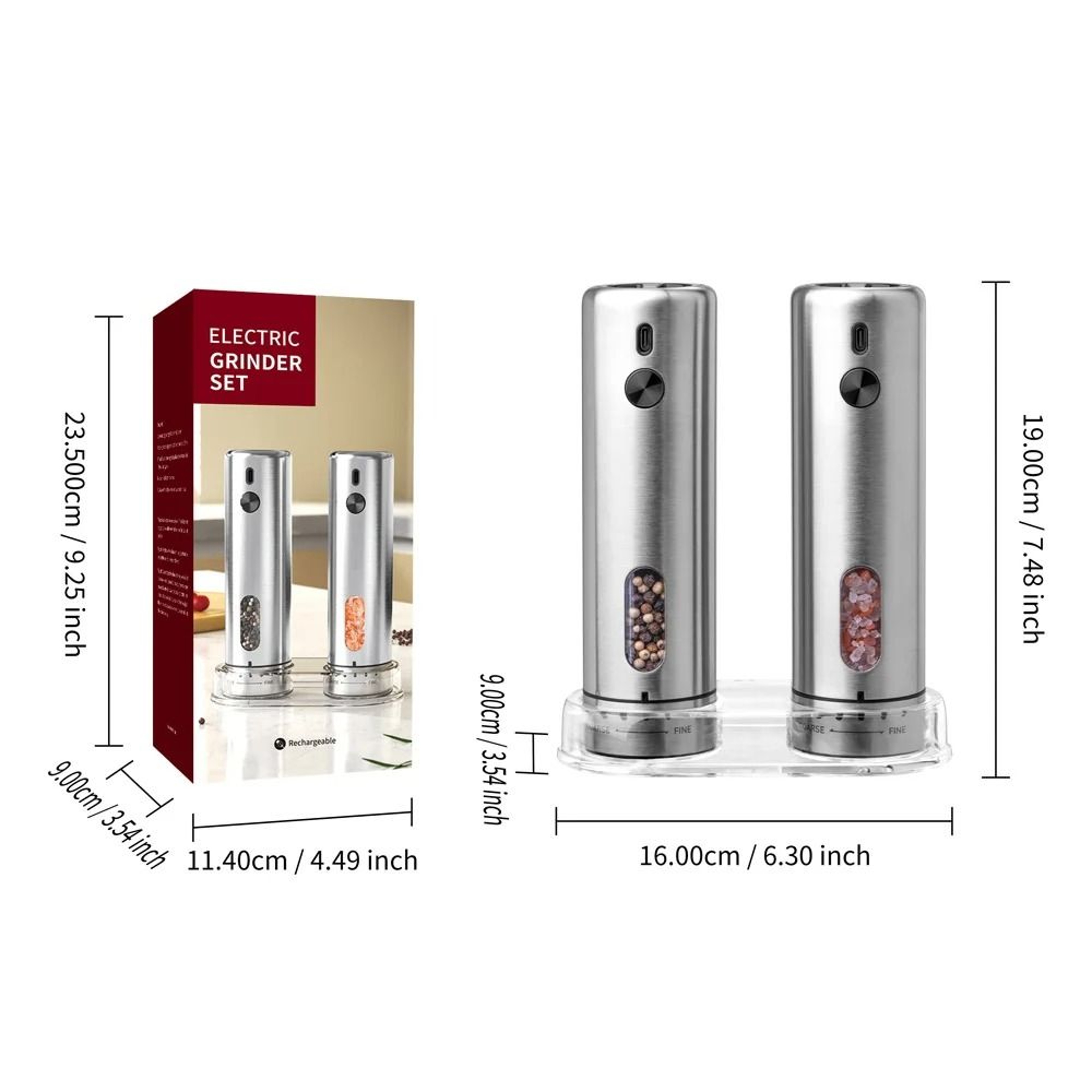 Automatic USB Rechargeable Electric Salt And Pepper Grinder Set With Adjustable Coarseness 5