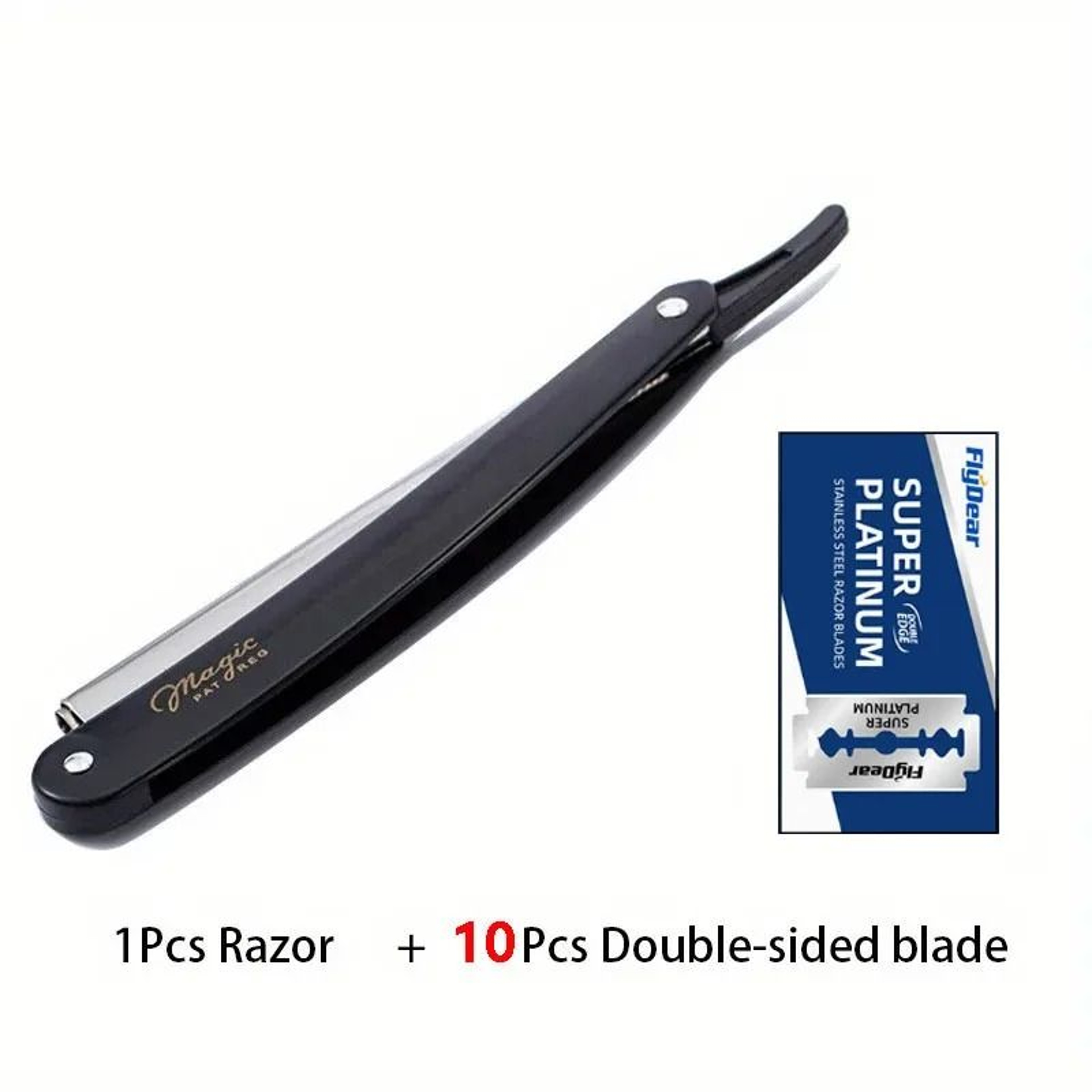Professional Stainless Steel Folding Barber Razor Set With Replacement Blades 6