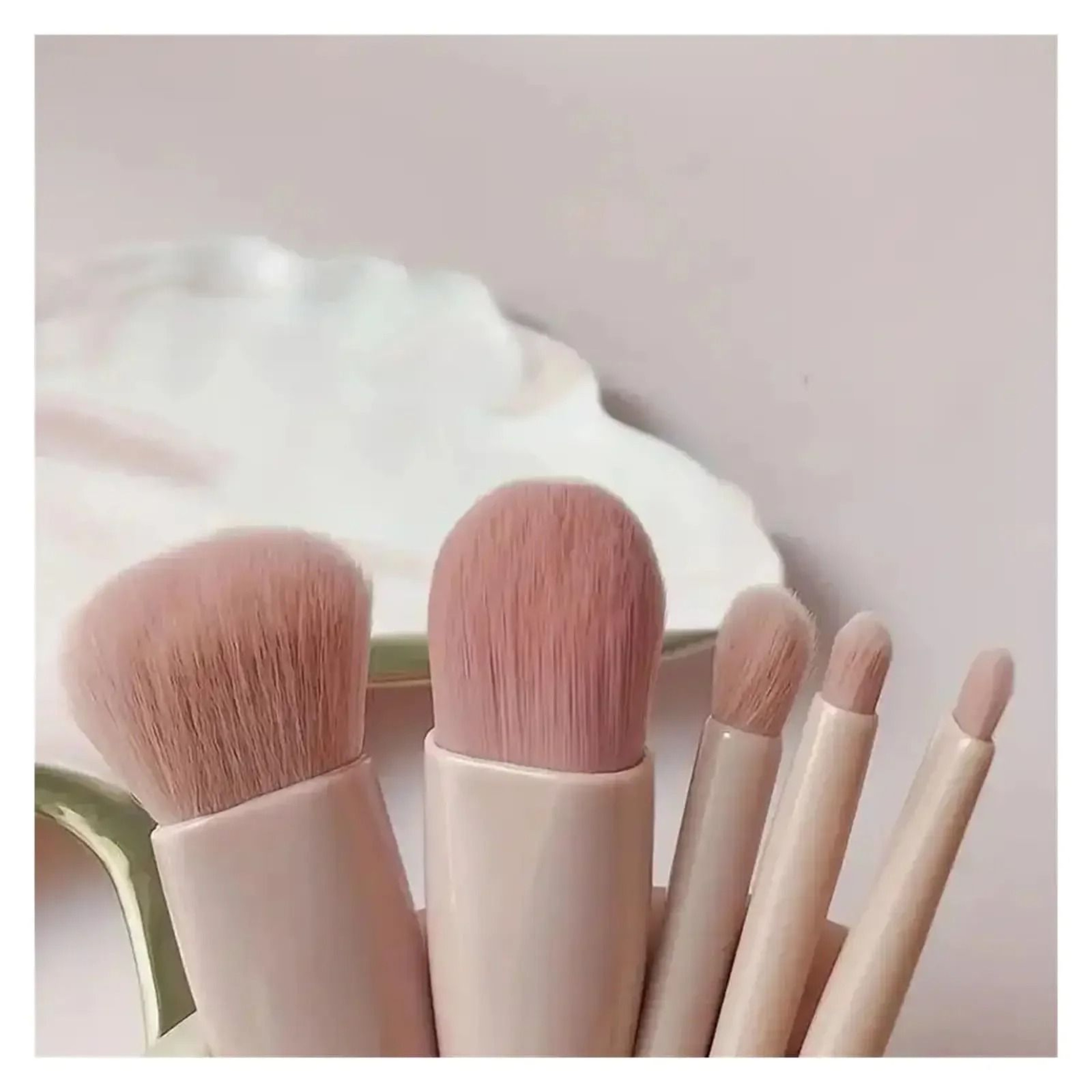 5Piece Mini Travel Makeup Brush Set With Portable Compact Storage Case And Mirror 3