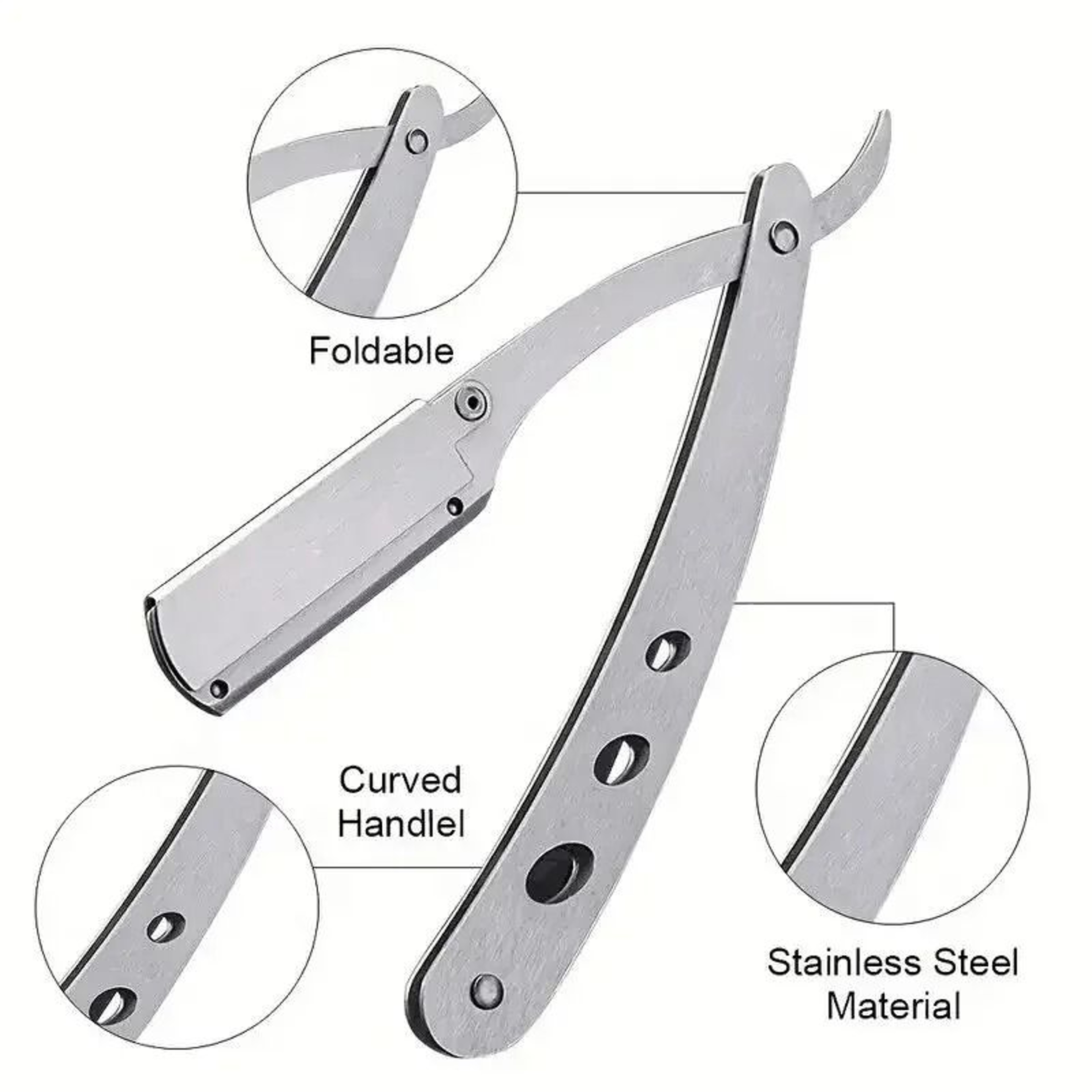 Mens Stainless Steel Straight Edge Barber Razor And Manual Folding Shaving Knife 3