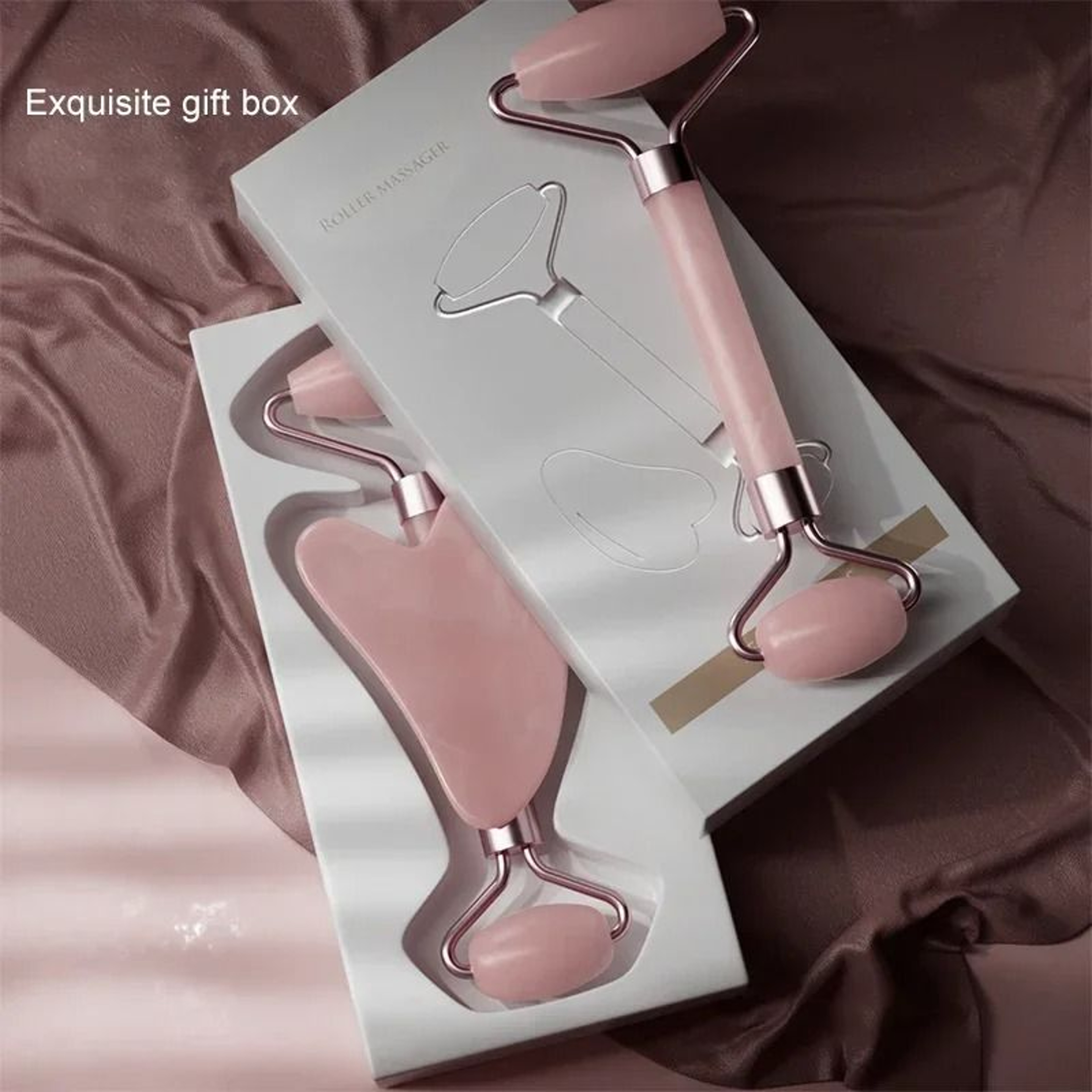 Resin Facial Roller And Gua Sha Scraping Board Set For Face Neck And Eye Skincare 3