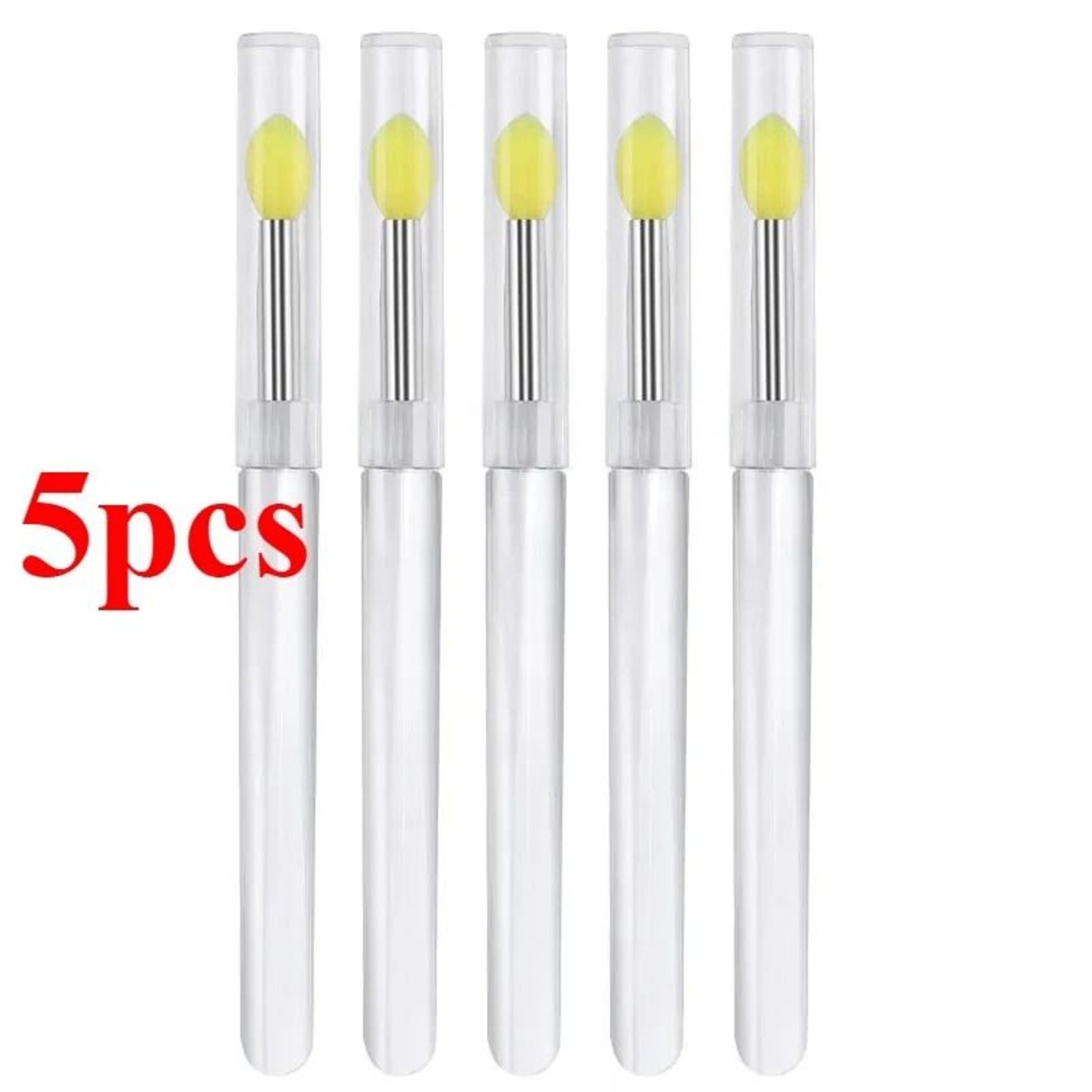 Reusable Soft Silicone Lip Brush Applicator Set With Clear Handles 6