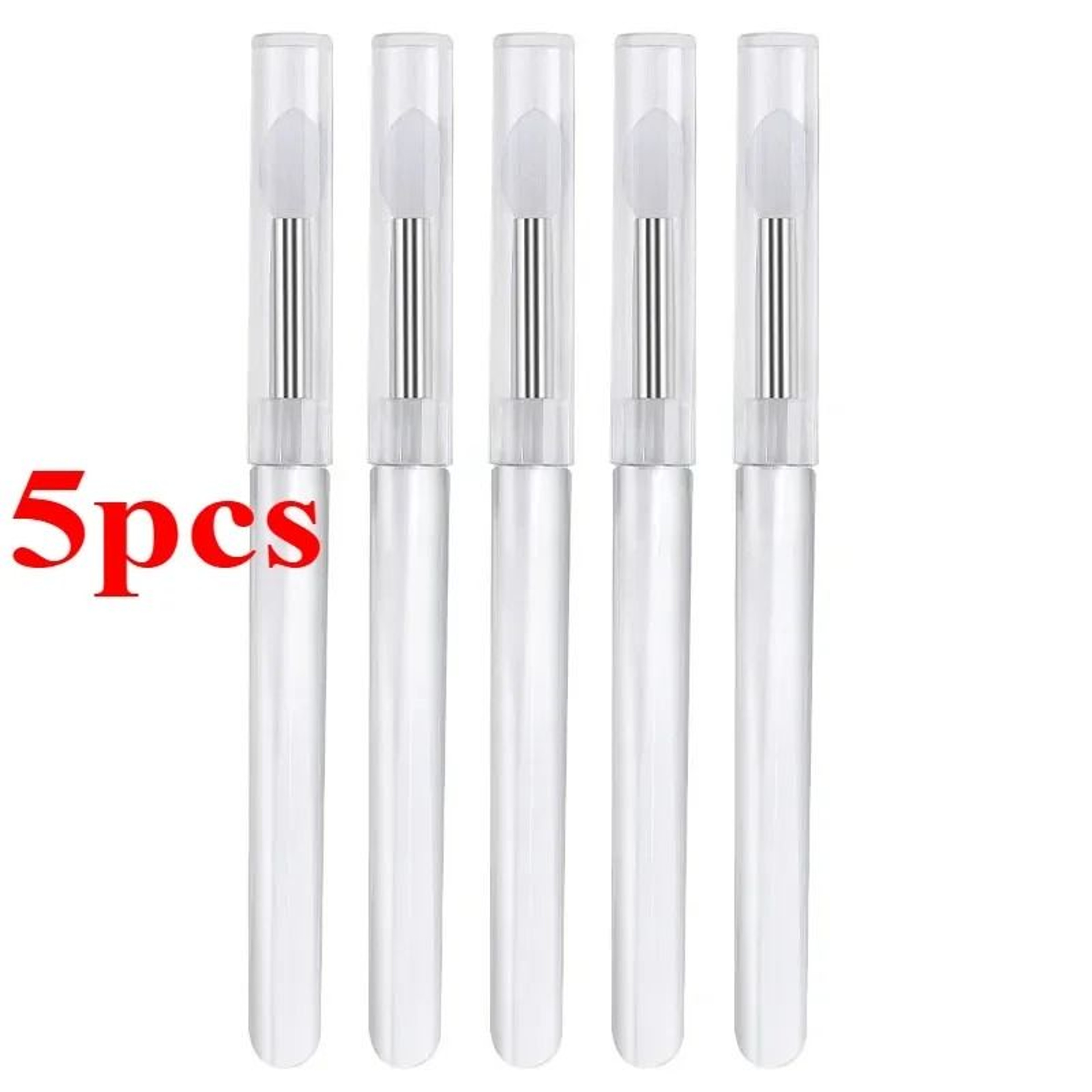 Reusable Soft Silicone Lip Brush Applicator Set With Clear Handles 12