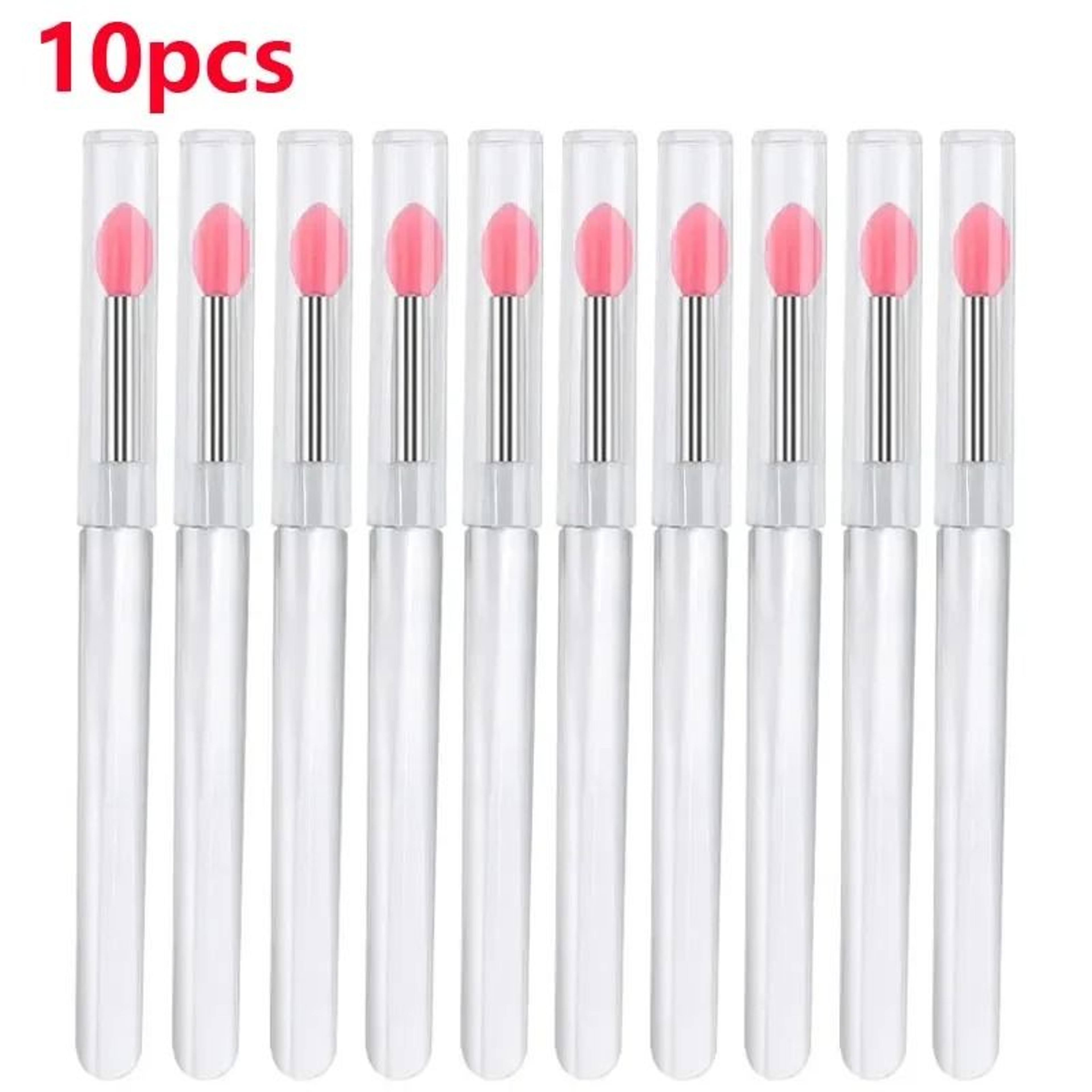 Reusable Soft Silicone Lip Brush Applicator Set With Clear Handles 11