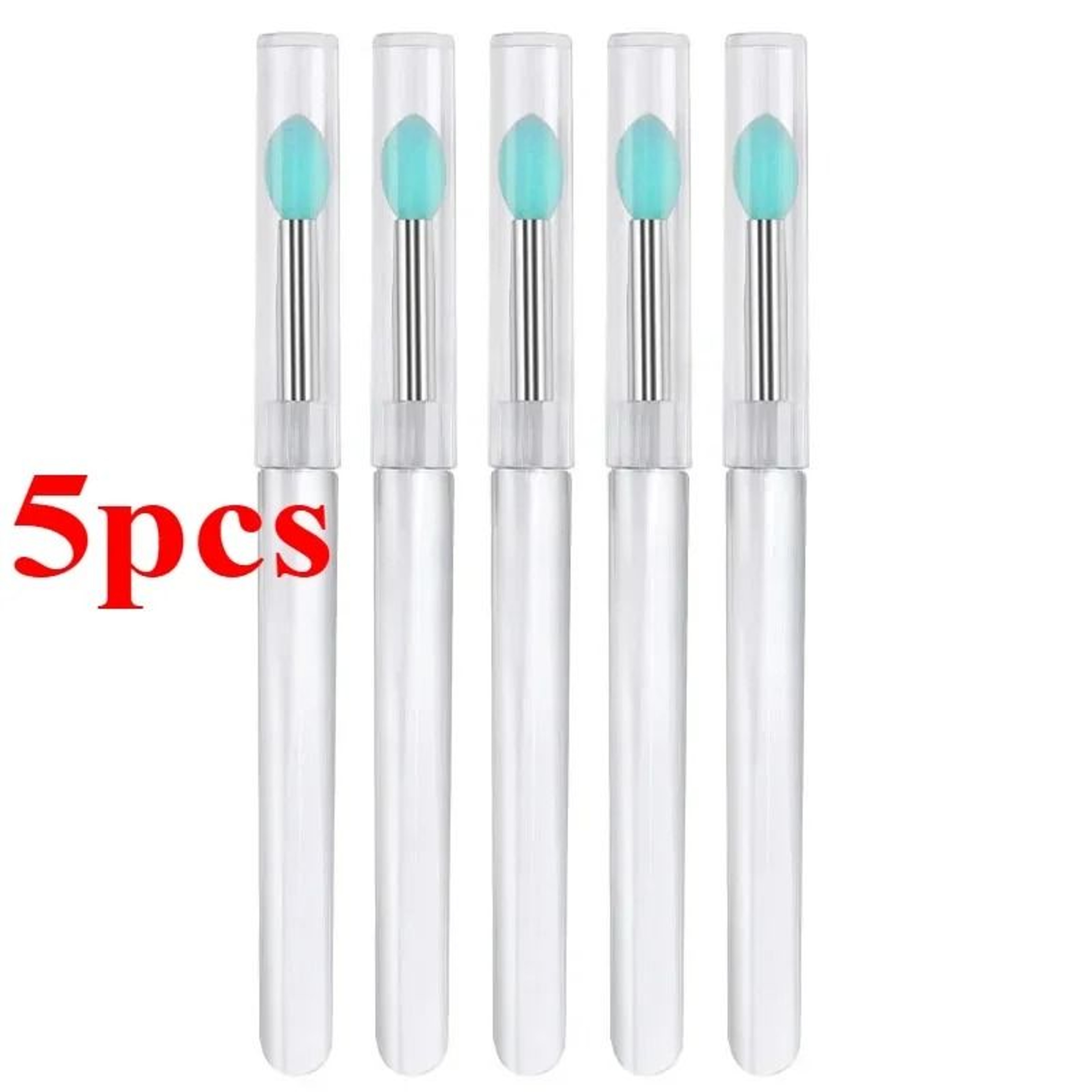 Reusable Soft Silicone Lip Brush Applicator Set With Clear Handles 13