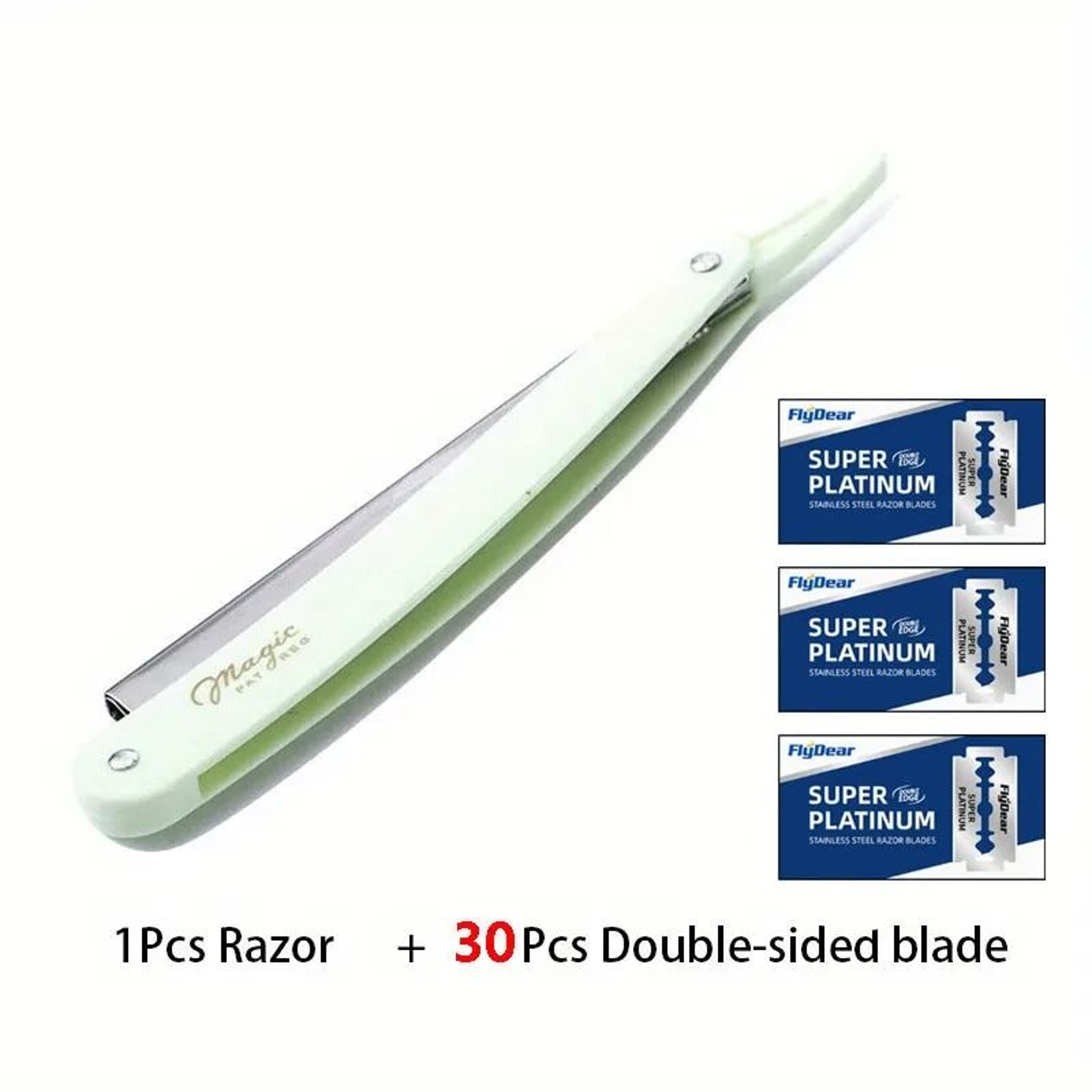 Vintage Manual Folding Barbershop Shaver With 10 Replaceable Blades For Classic Mens Grooming 10