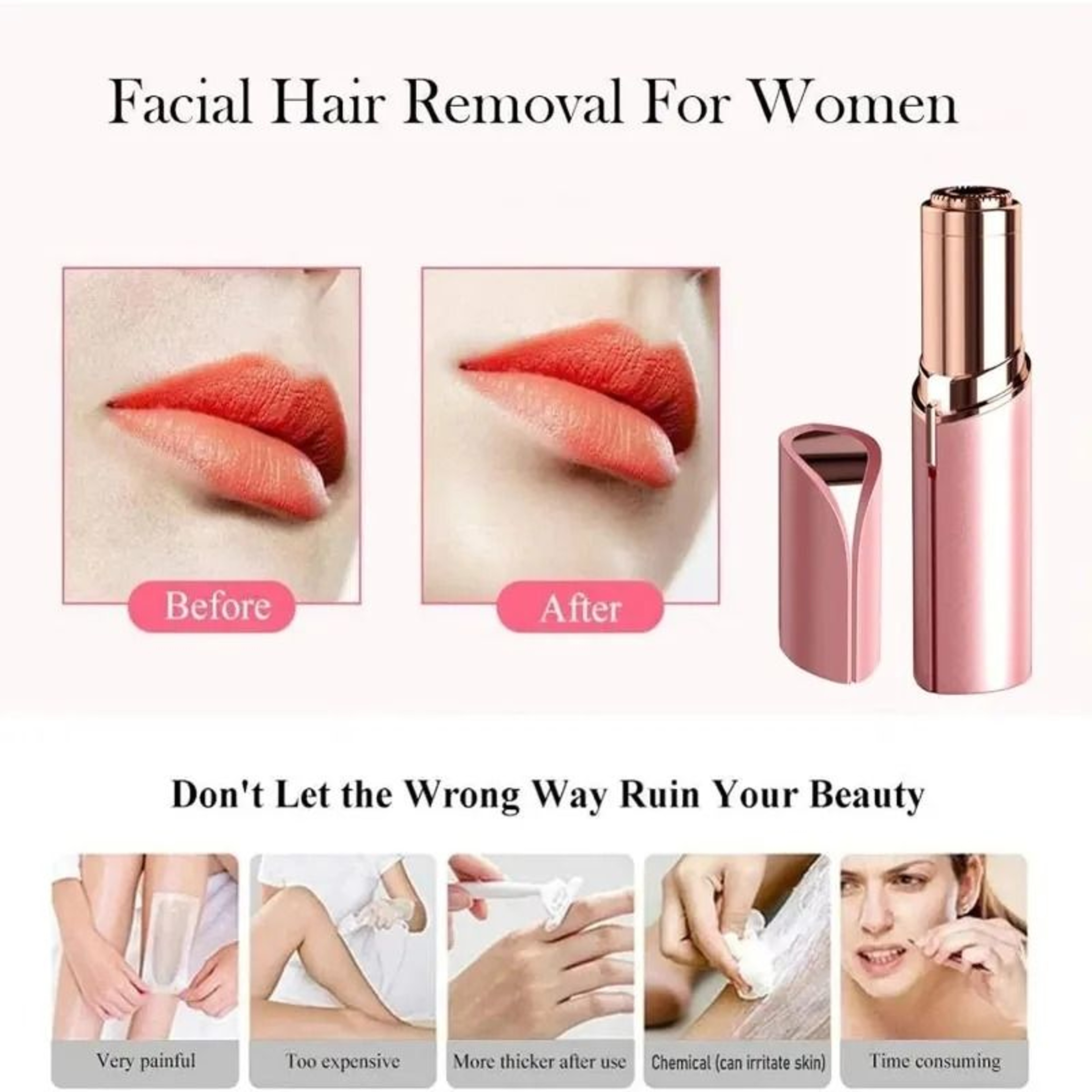 Mini Portable Electric Facial Hair Remover And Precision Epilator For Lip Chin And Peach Fuzz 0