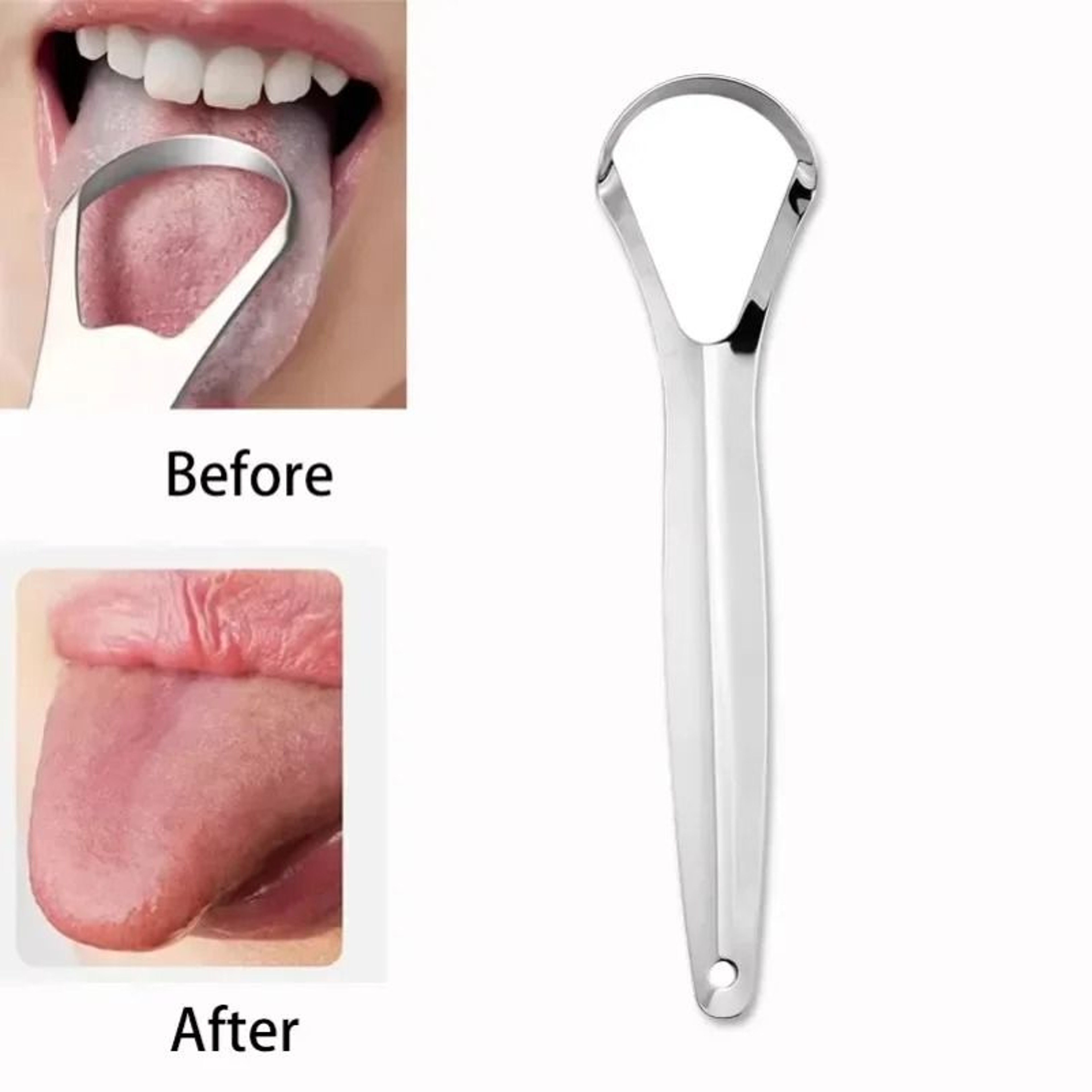 Stainless Steel Tongue Scraper And Halitosis Removal Oral Cleaner Brush 2