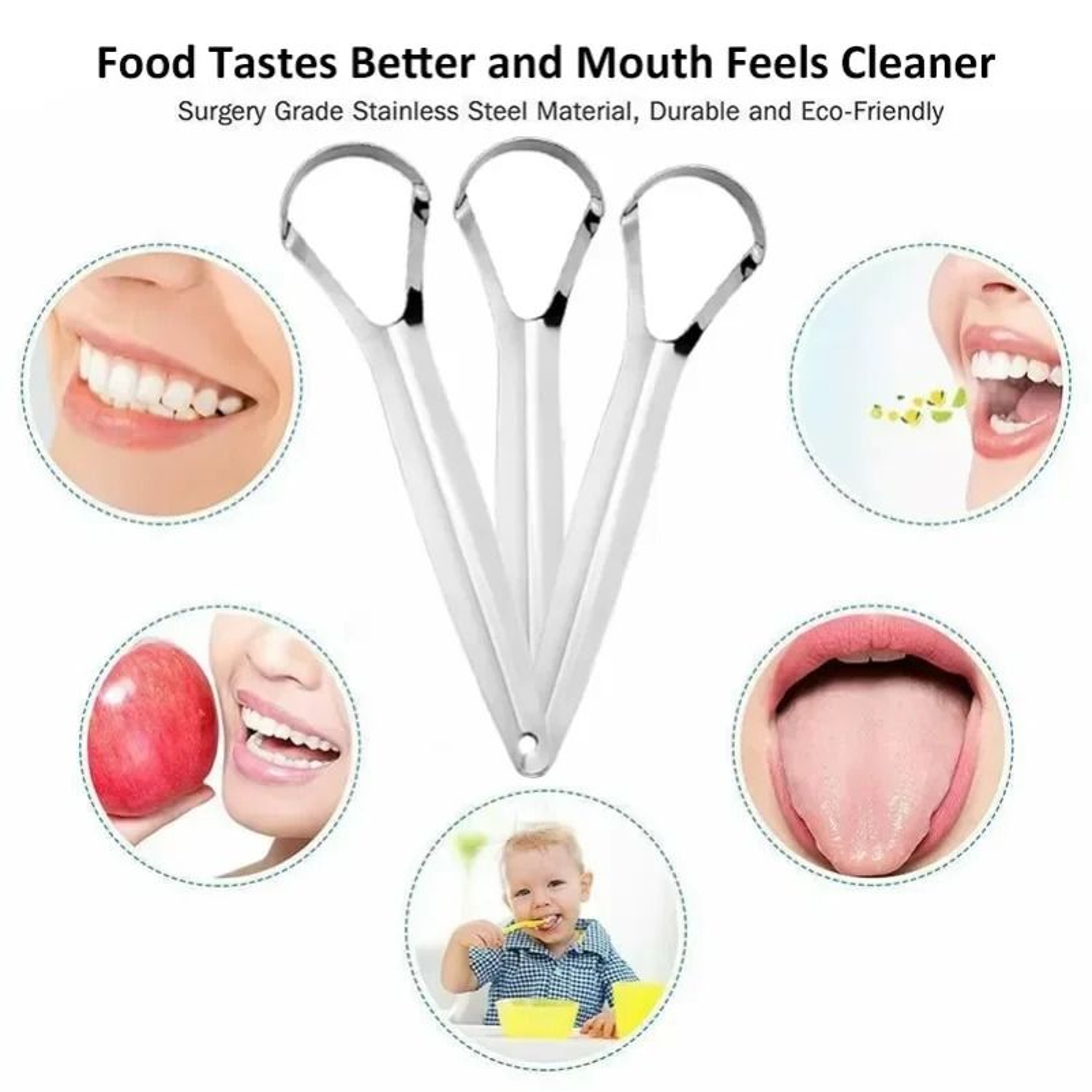 Stainless Steel Tongue Scraper And Halitosis Removal Oral Cleaner Brush 3