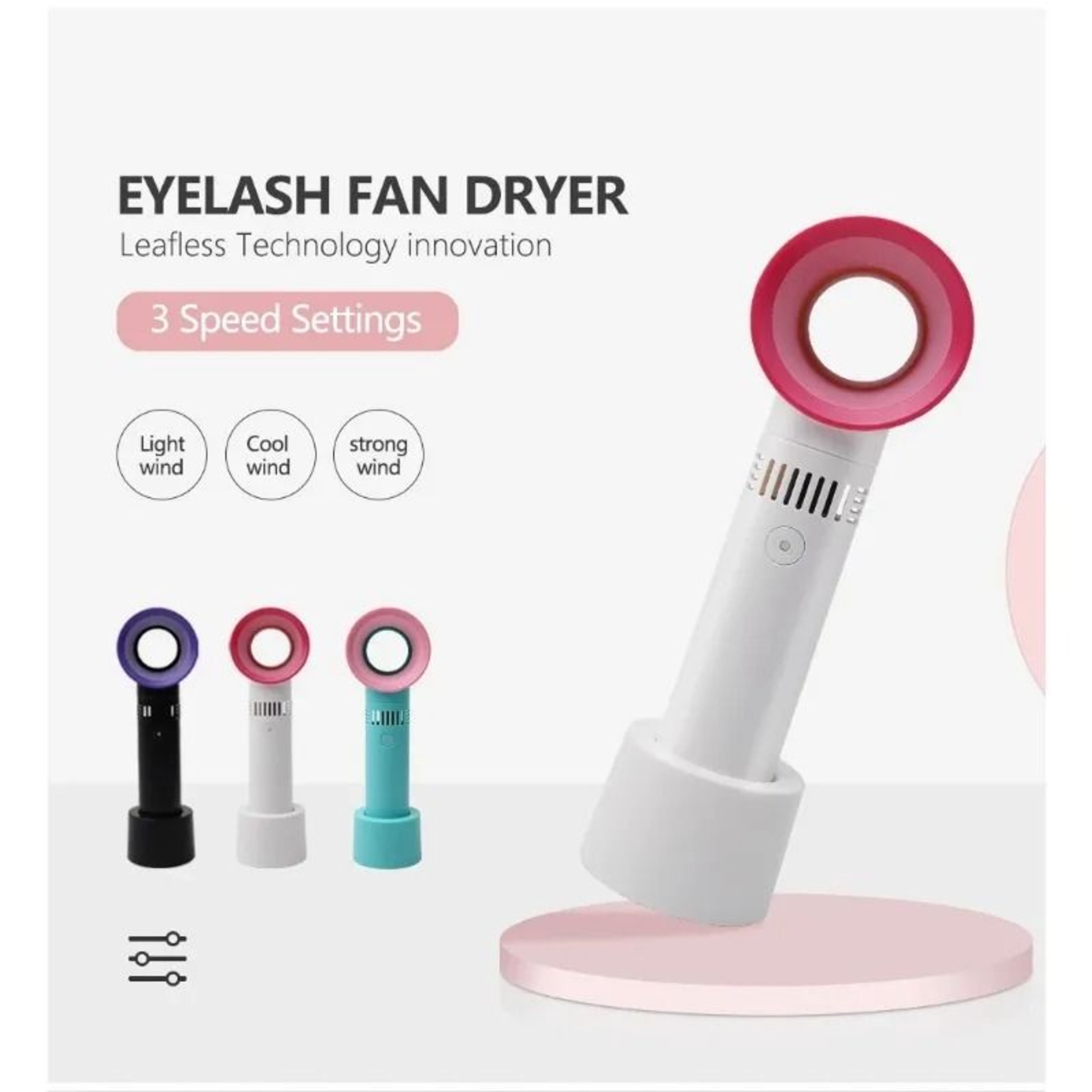 Portable USB Rechargeable Bladeless Eyelash Dryer And Mini Cooling Fan For Lash Extensions 4