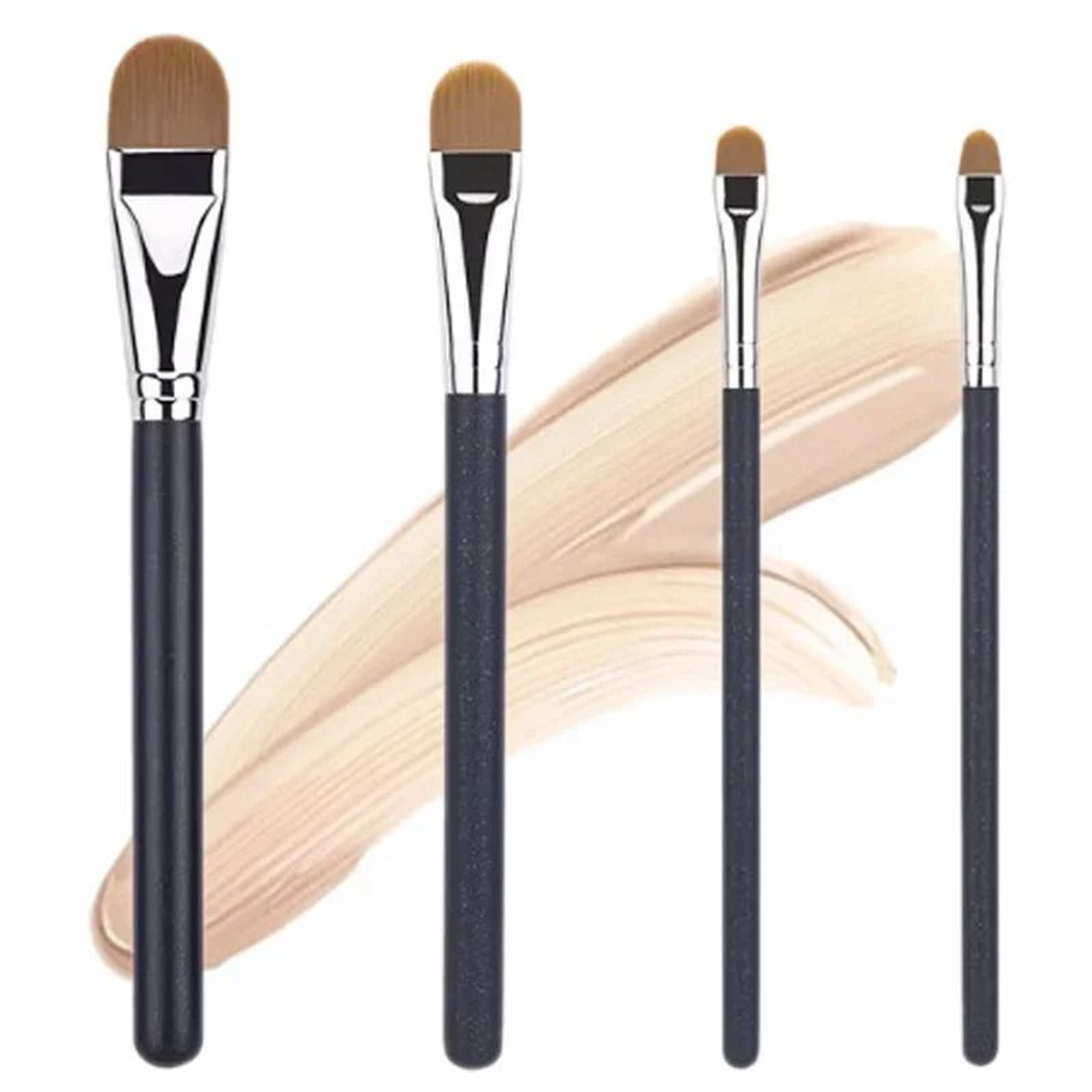 Ultra Thin Flat Foundation And Concealer Brushes In 4 Precision Sizes For Liquid And Cream Makeup 1