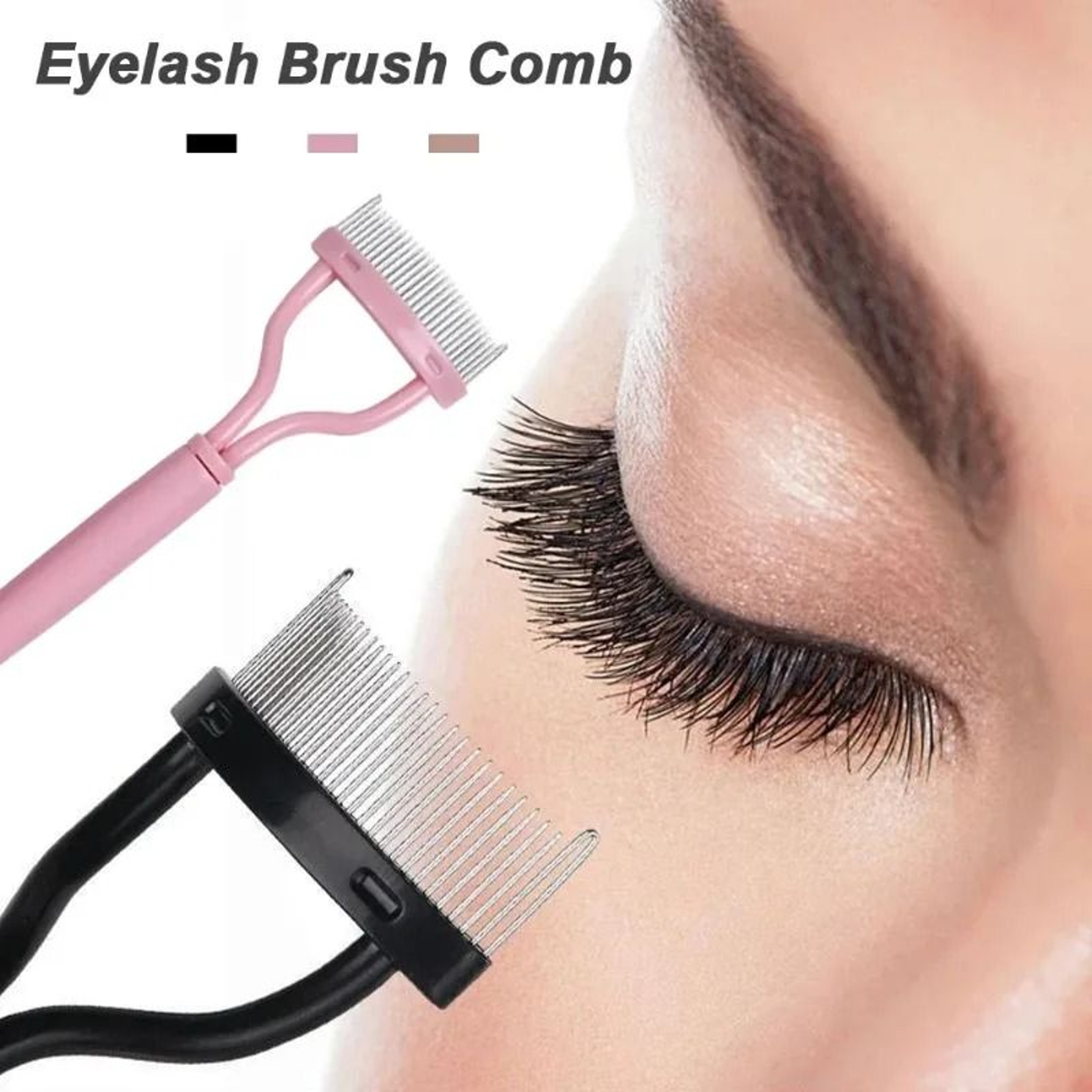Ergonomic Curved Eyelash Comb Separator Tool With Protective Dust Cover 0