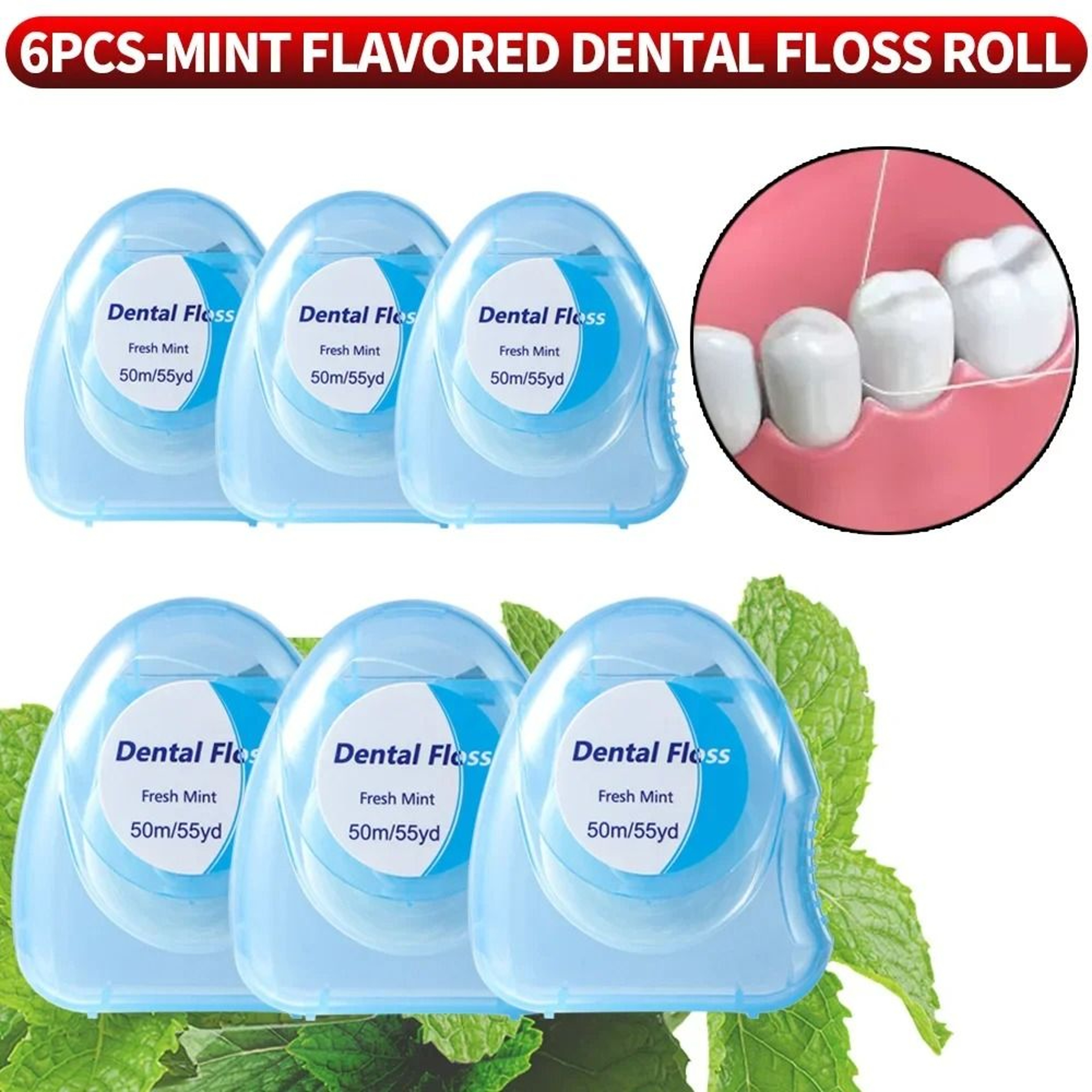 Mint Flavored Portable Dental Floss Box For Compact Interdental Teeth Cleaning 0