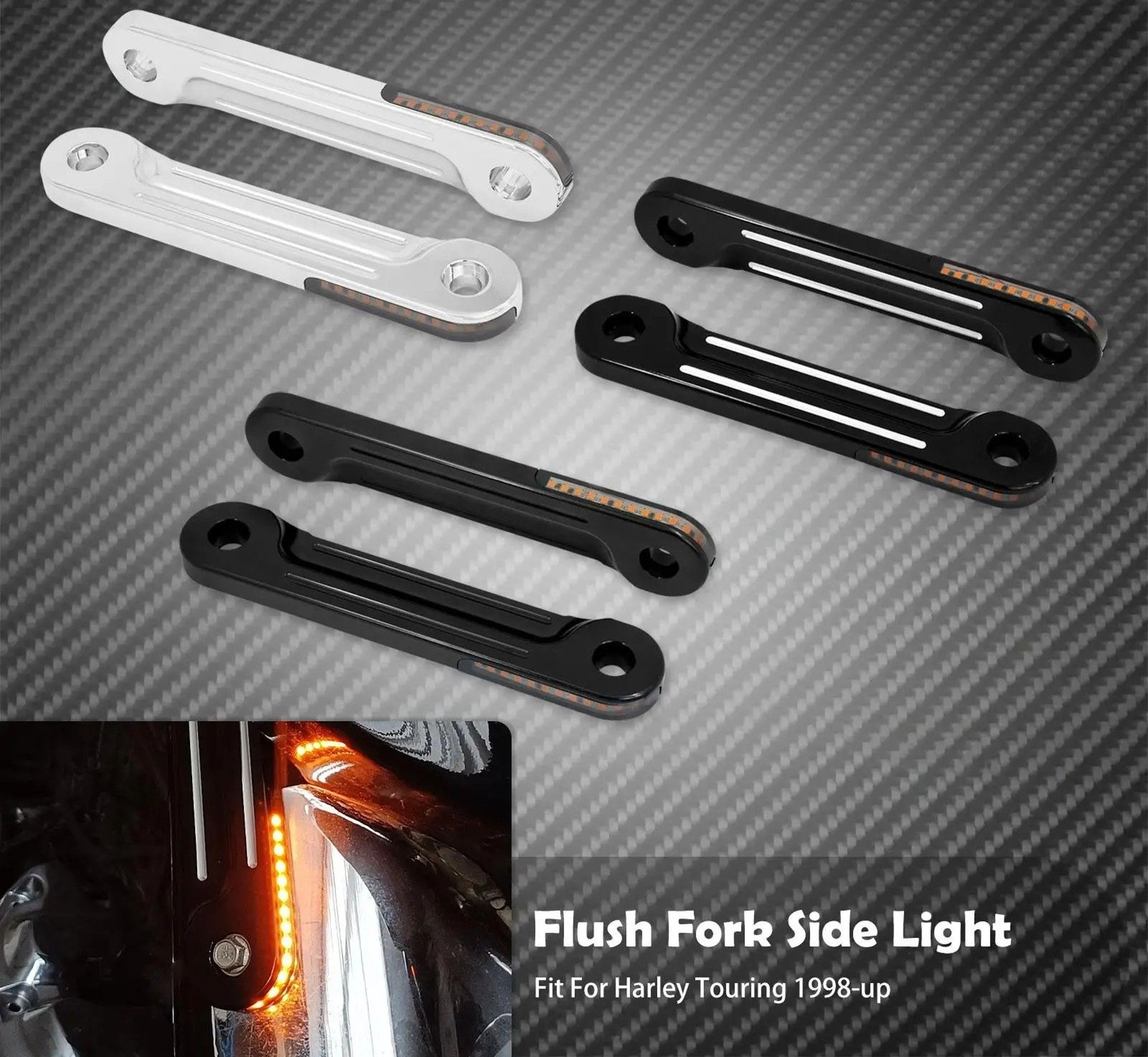 Motorcycle LED Front Flush Fork Mount Turn Signals And Running Light Brackets 0