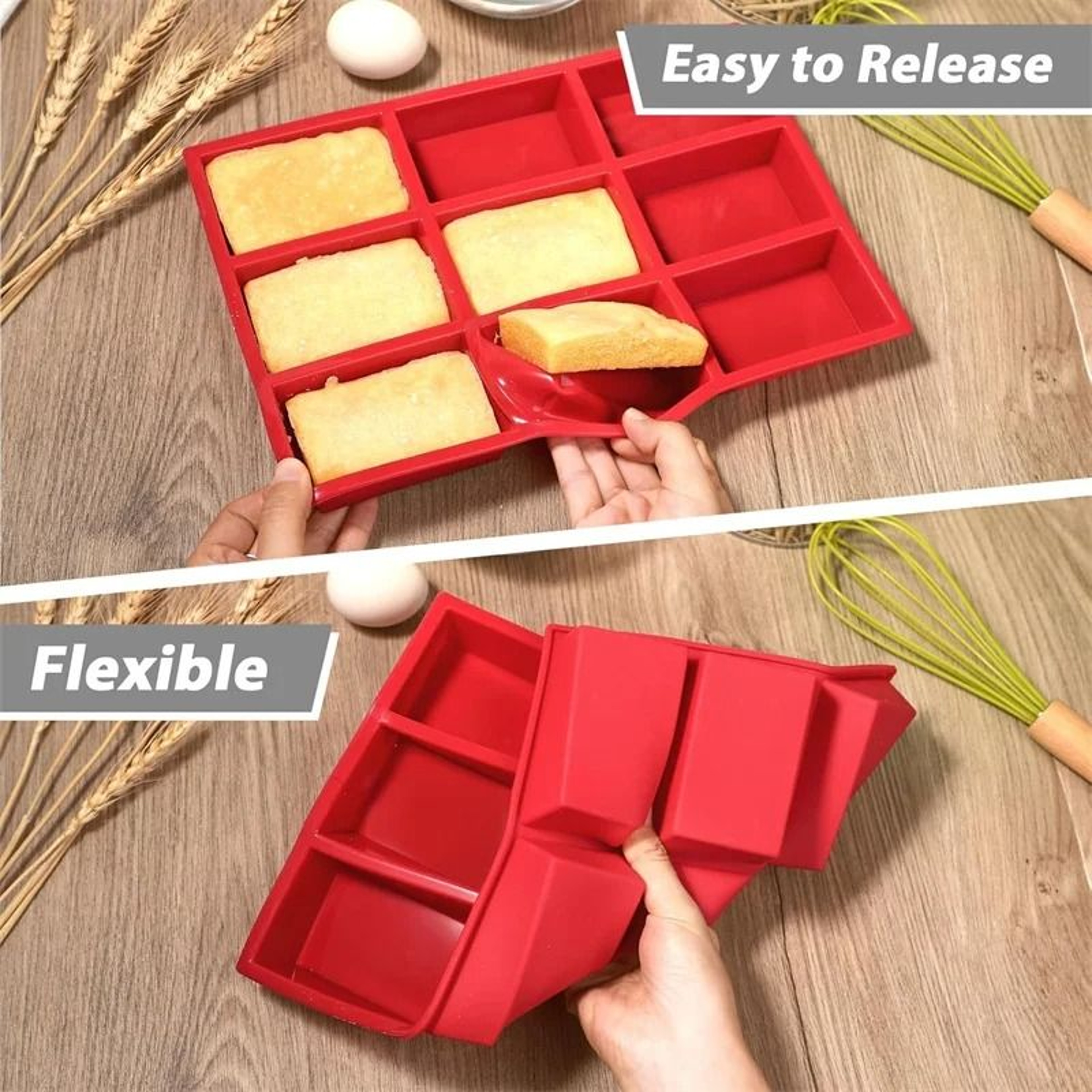 NonStick Mini Loaf Pan  9 Cavity Silicone Bread And Cornbread Baking Mold 4