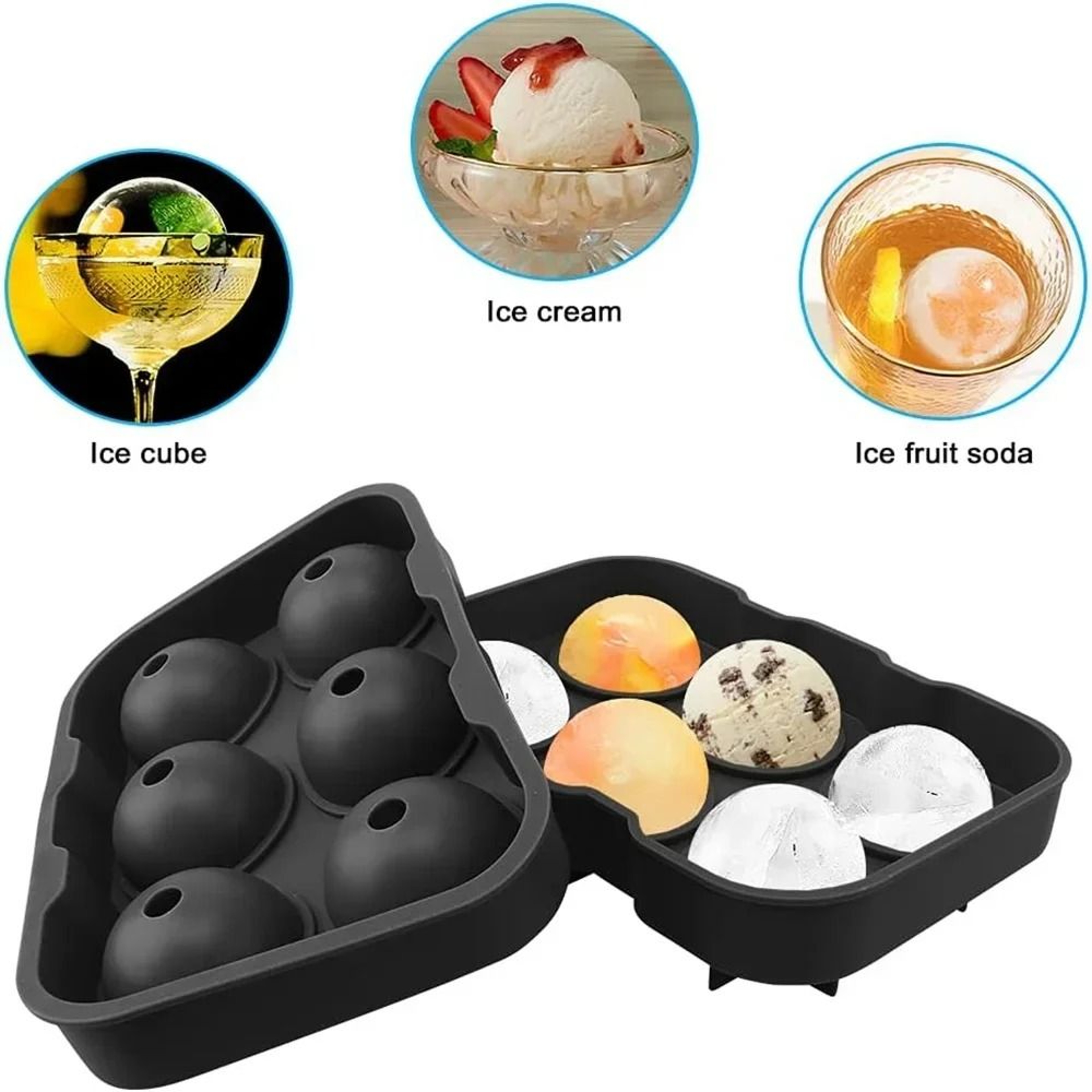 Silicone Ice Ball Maker For Large 3D Round Sphere Shapes For Whiskey And Cocktail Freezer Trays 4