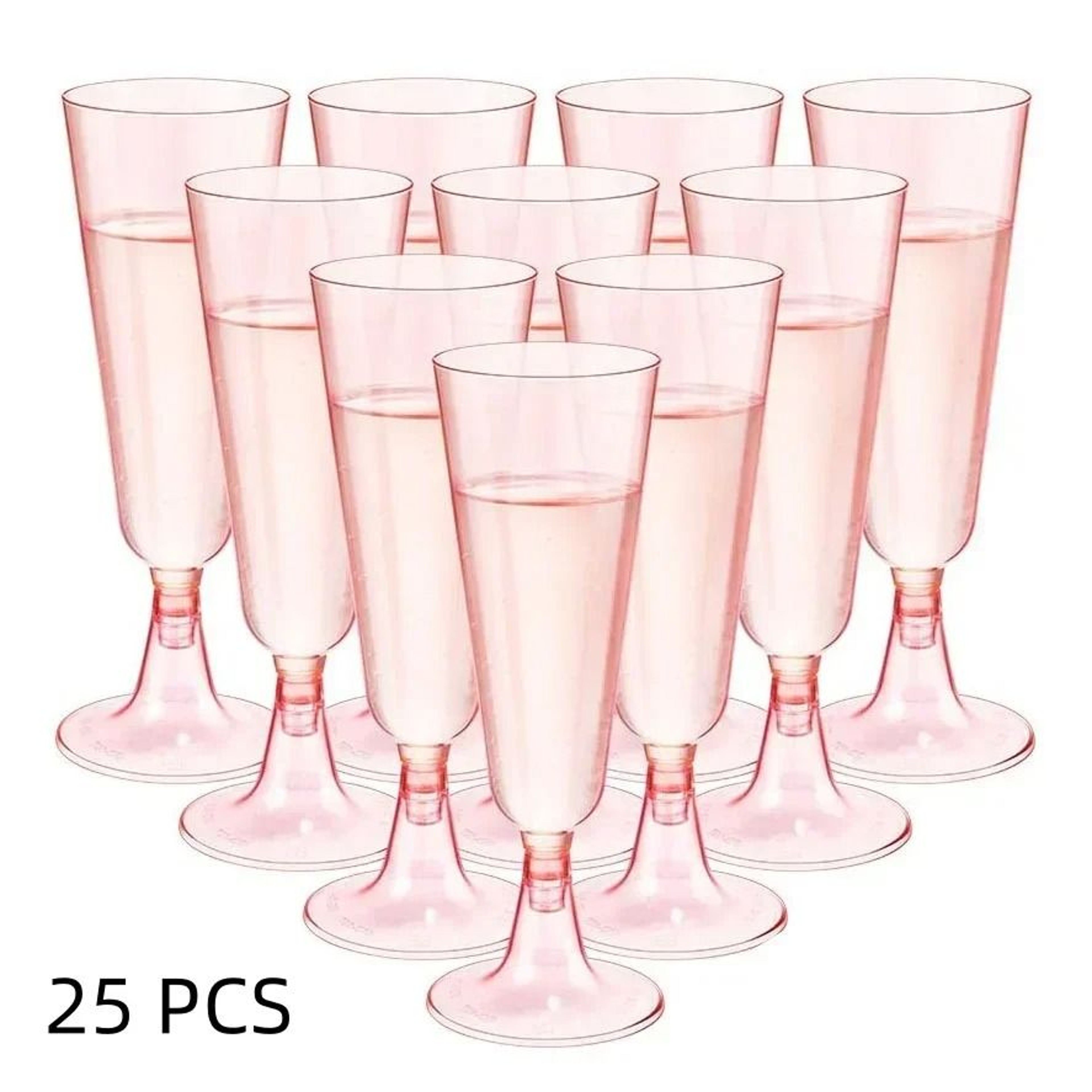 Disposable Plastic Champagne Glasses And Cocktail Stemware With Gold Glitter For Parties And Bars 1