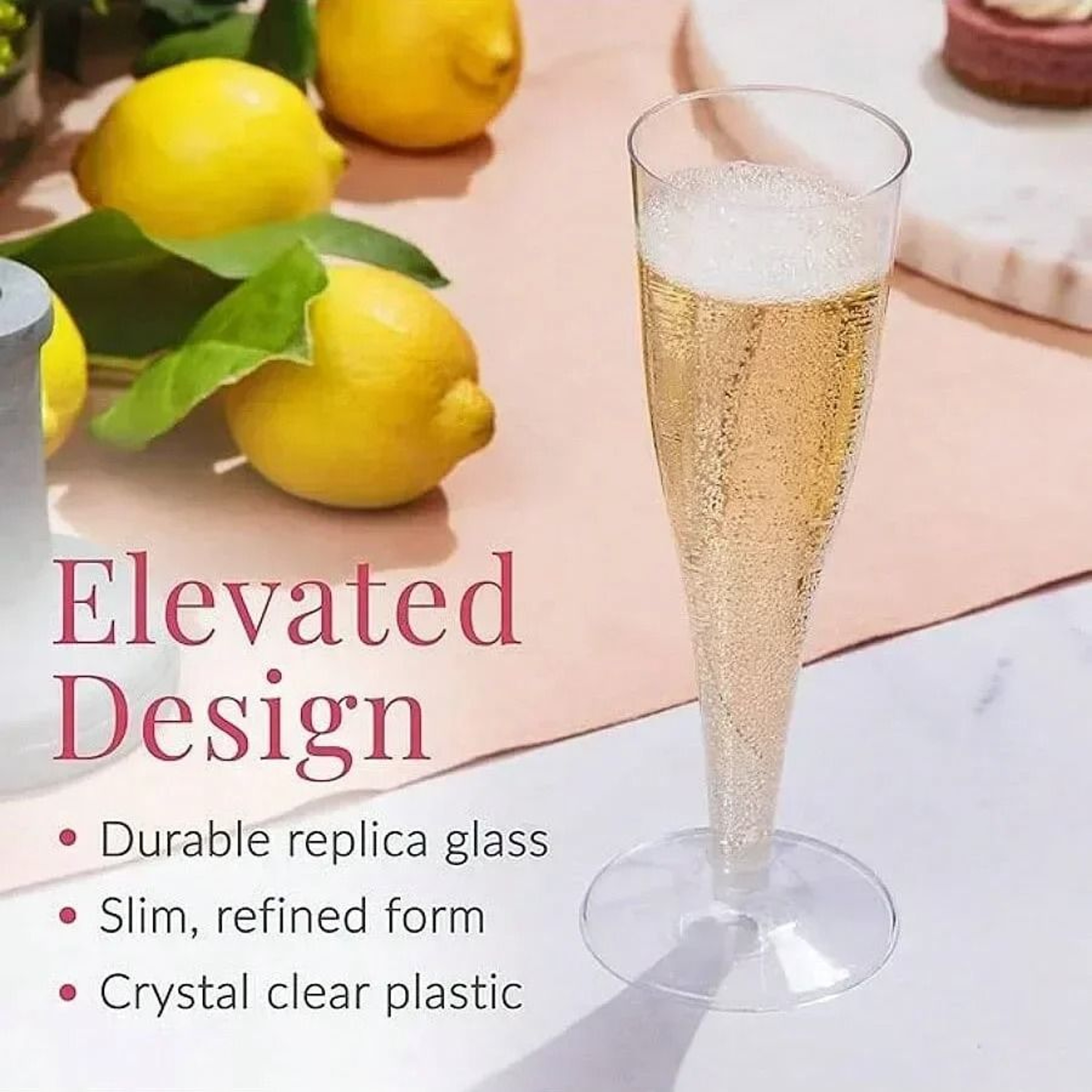 Disposable Plastic Champagne Glasses And Cocktail Stemware With Gold Glitter For Parties And Bars 5