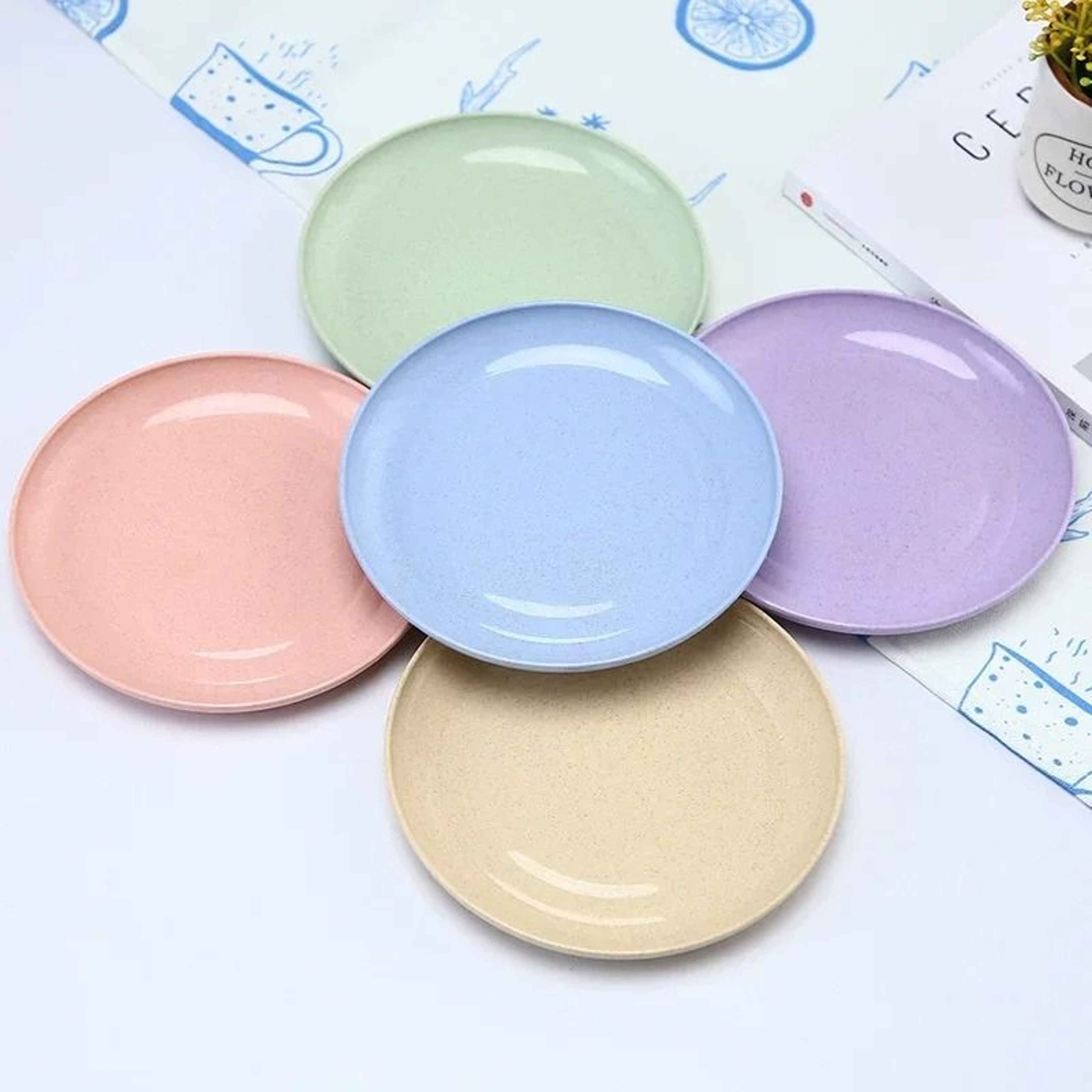 Nordic Wheat Straw Serving Plates For Fruit Snacks And Tabletop Bone Storage Set 6