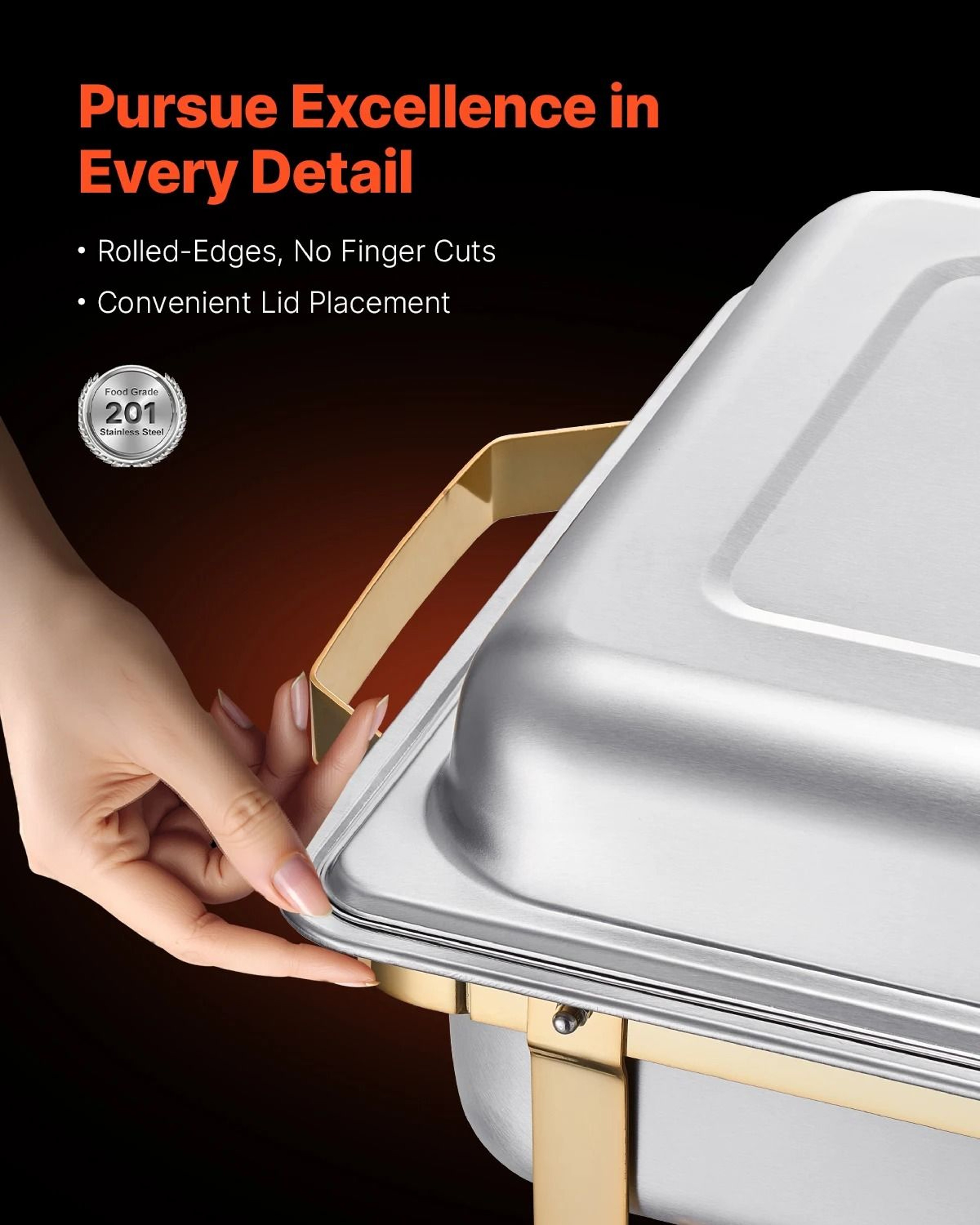8 Qt 4 Pack Stainless Steel Chafing Dish Buffet Set With Full And Half Size Food Pans 2