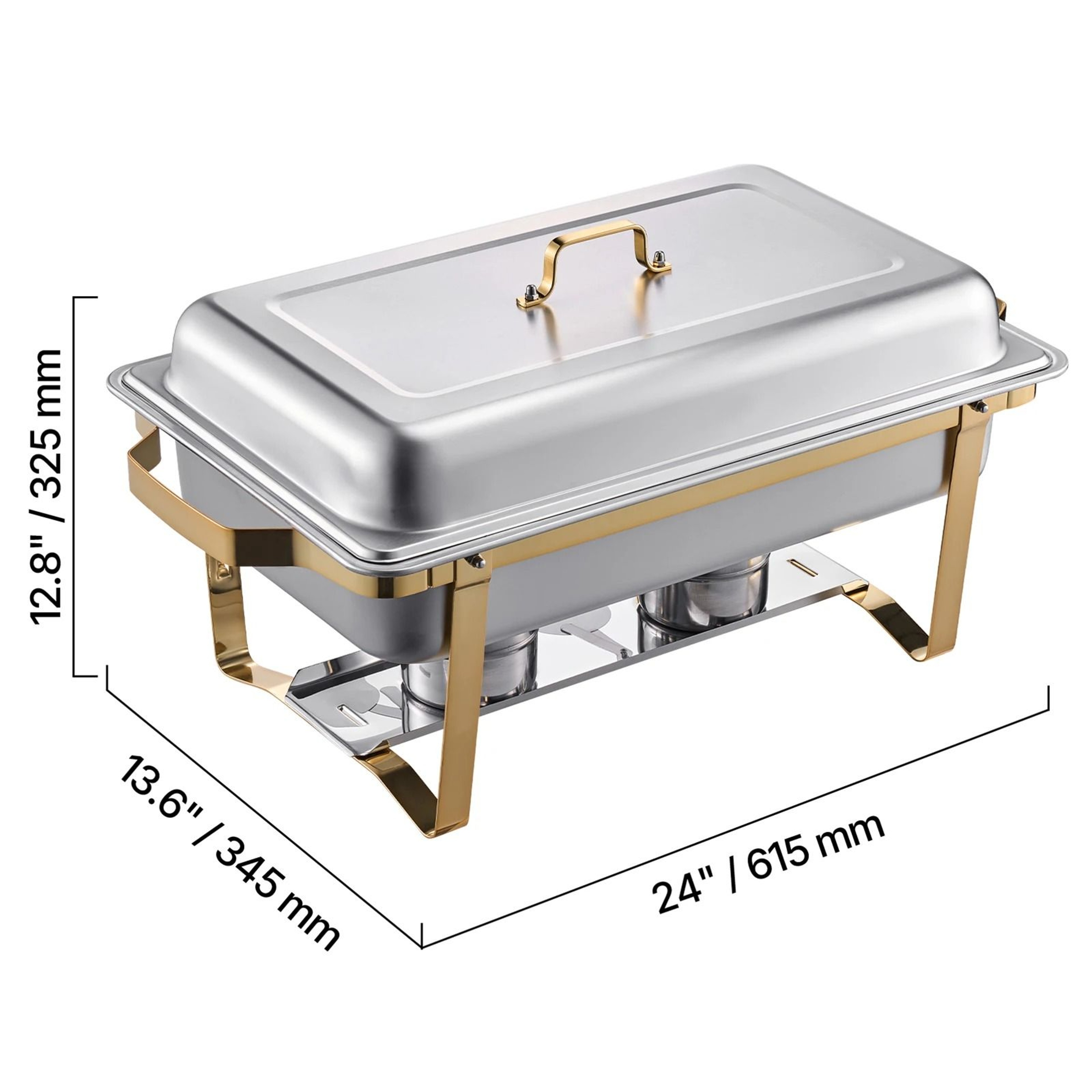 8 Qt 4 Pack Stainless Steel Chafing Dish Buffet Set With Full And Half Size Food Pans 7
