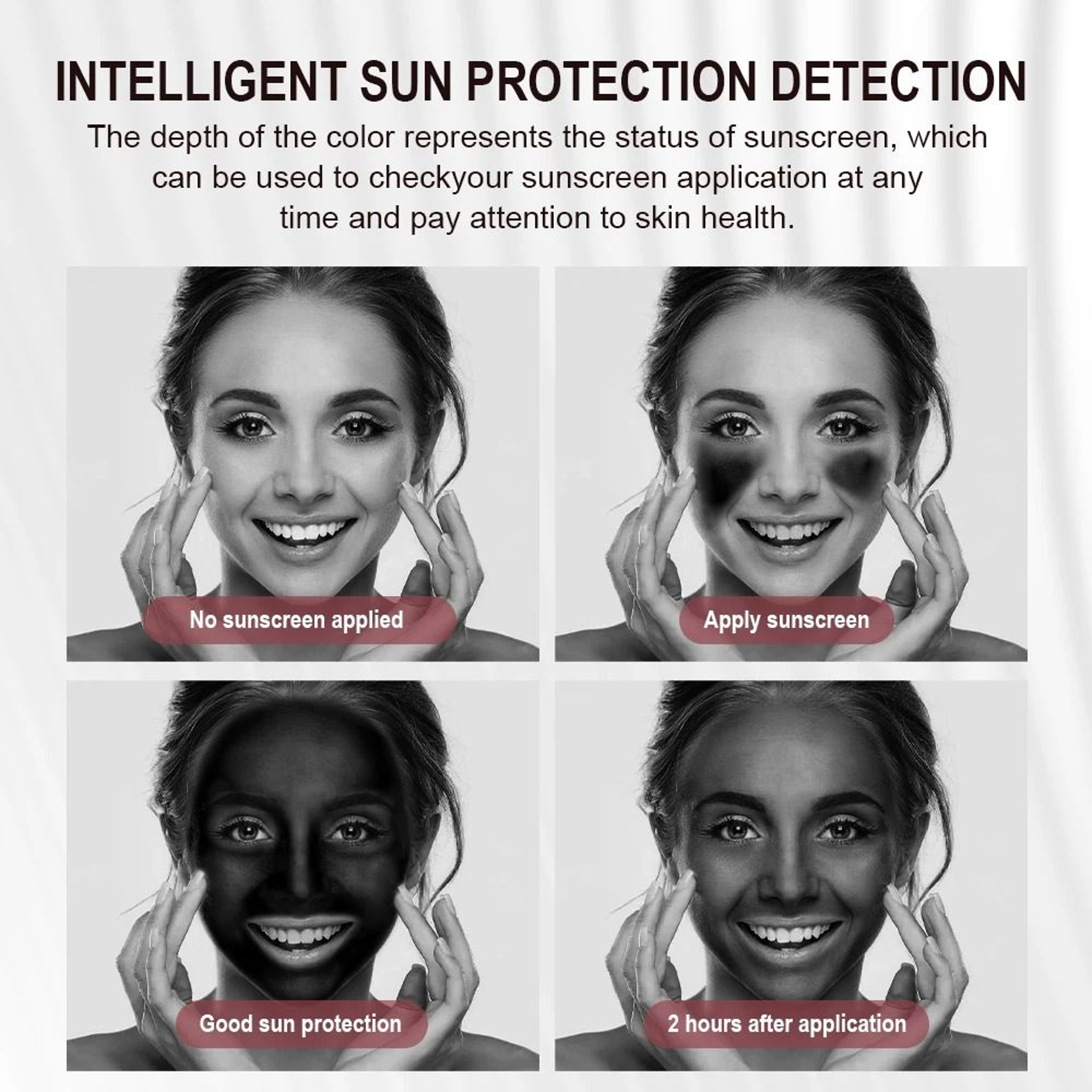 Smart UV Sunscreen Makeup Mirror With LED Light And Sunscreen Detection Camera 3