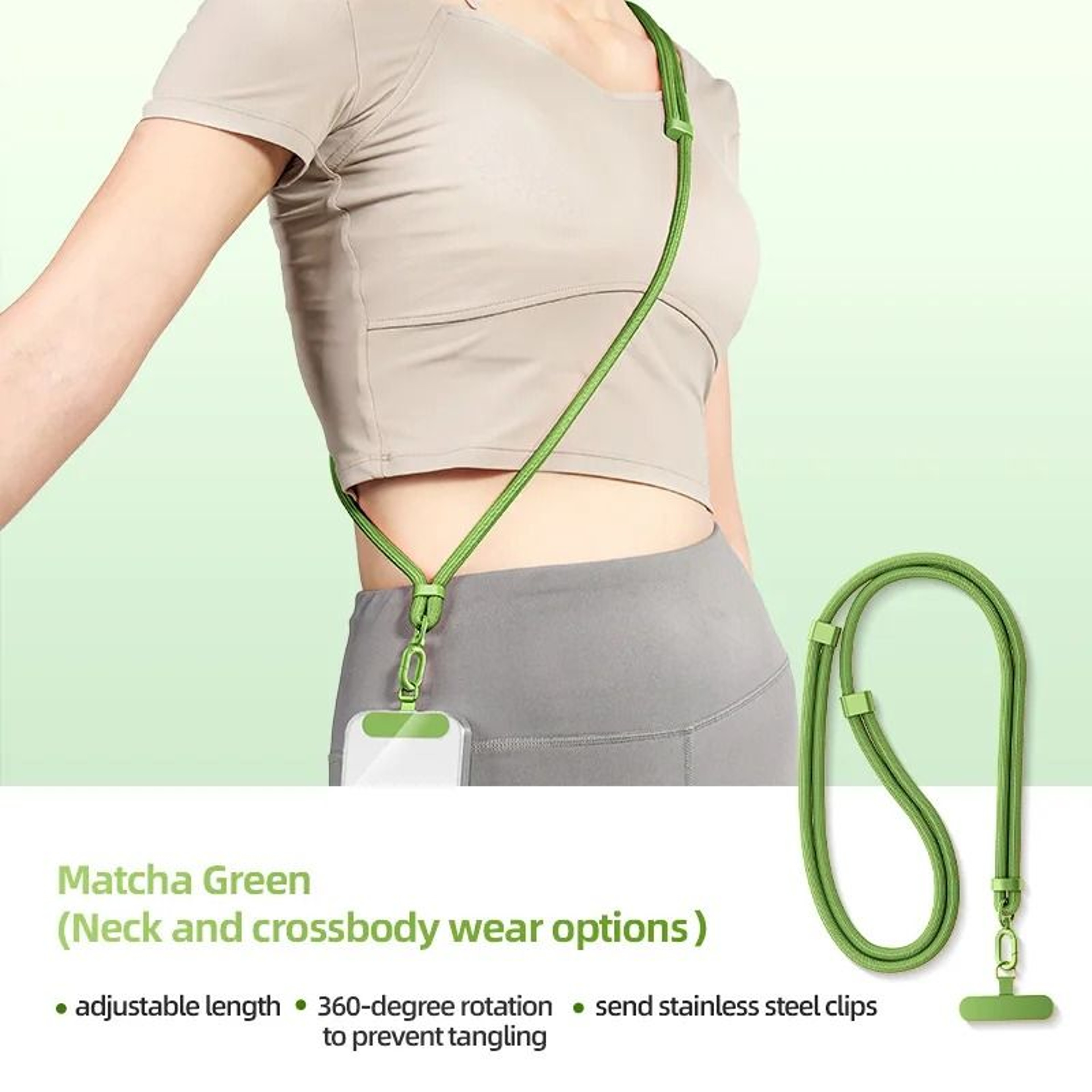 Universal Adjustable Crossbody Phone Lanyard Detachable Neck Strap With Card Clip 9