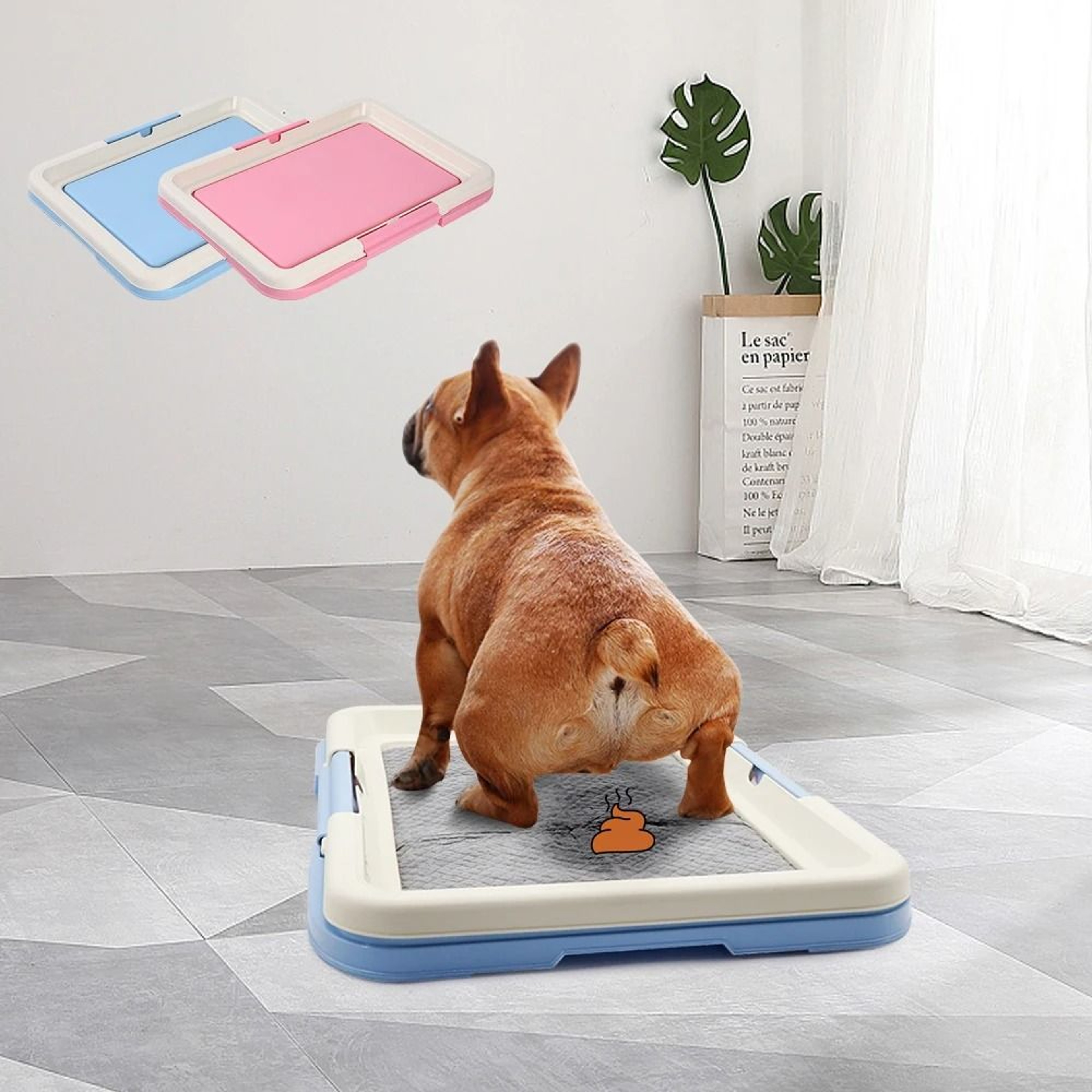 Portable Indoor Dog Training Toilet And Pet Potty Tray With Puppy Pad Holder 0