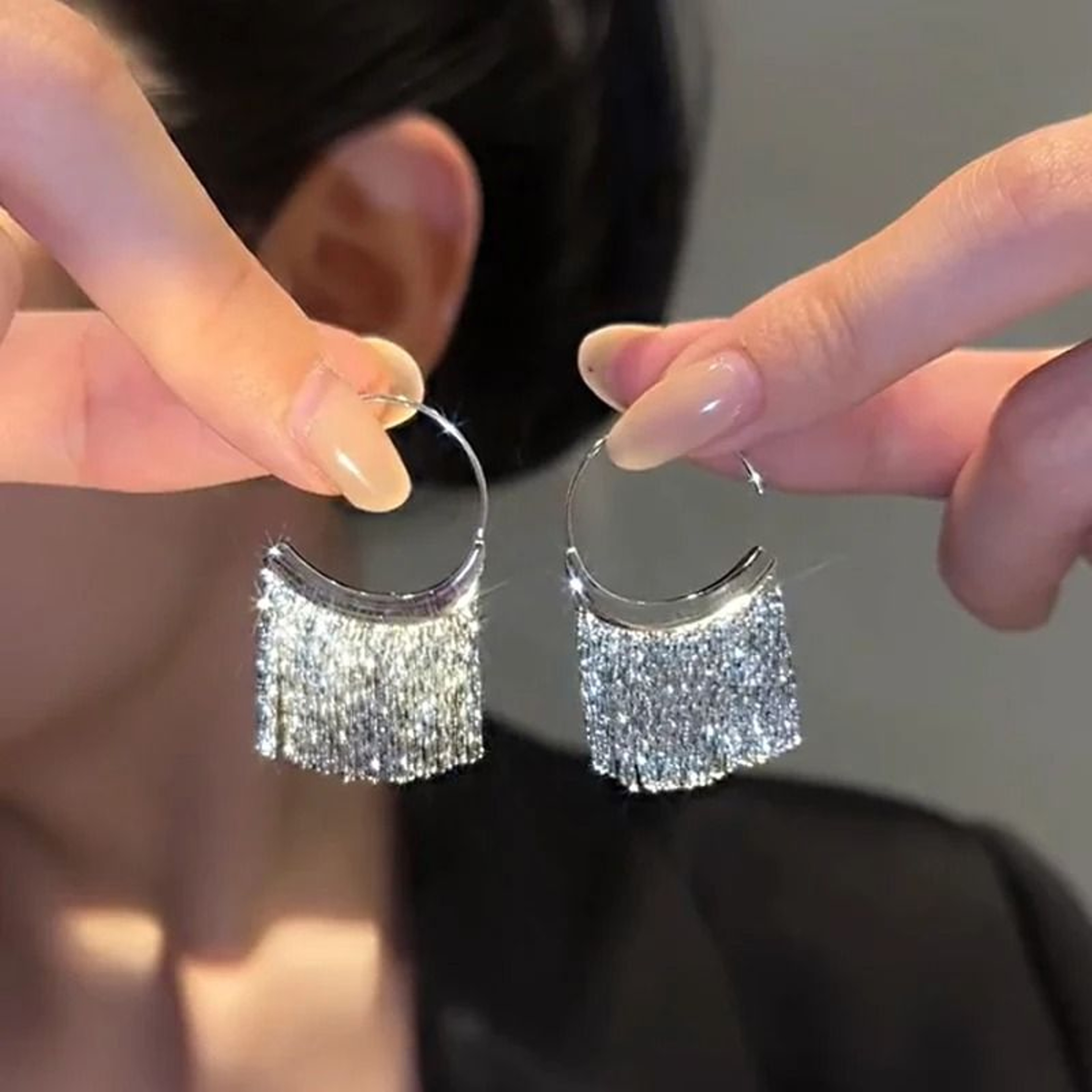 925 Silver Dense Snake Bone Tassel Drop Earrings Simple Elegant Dangle Jewelry 7