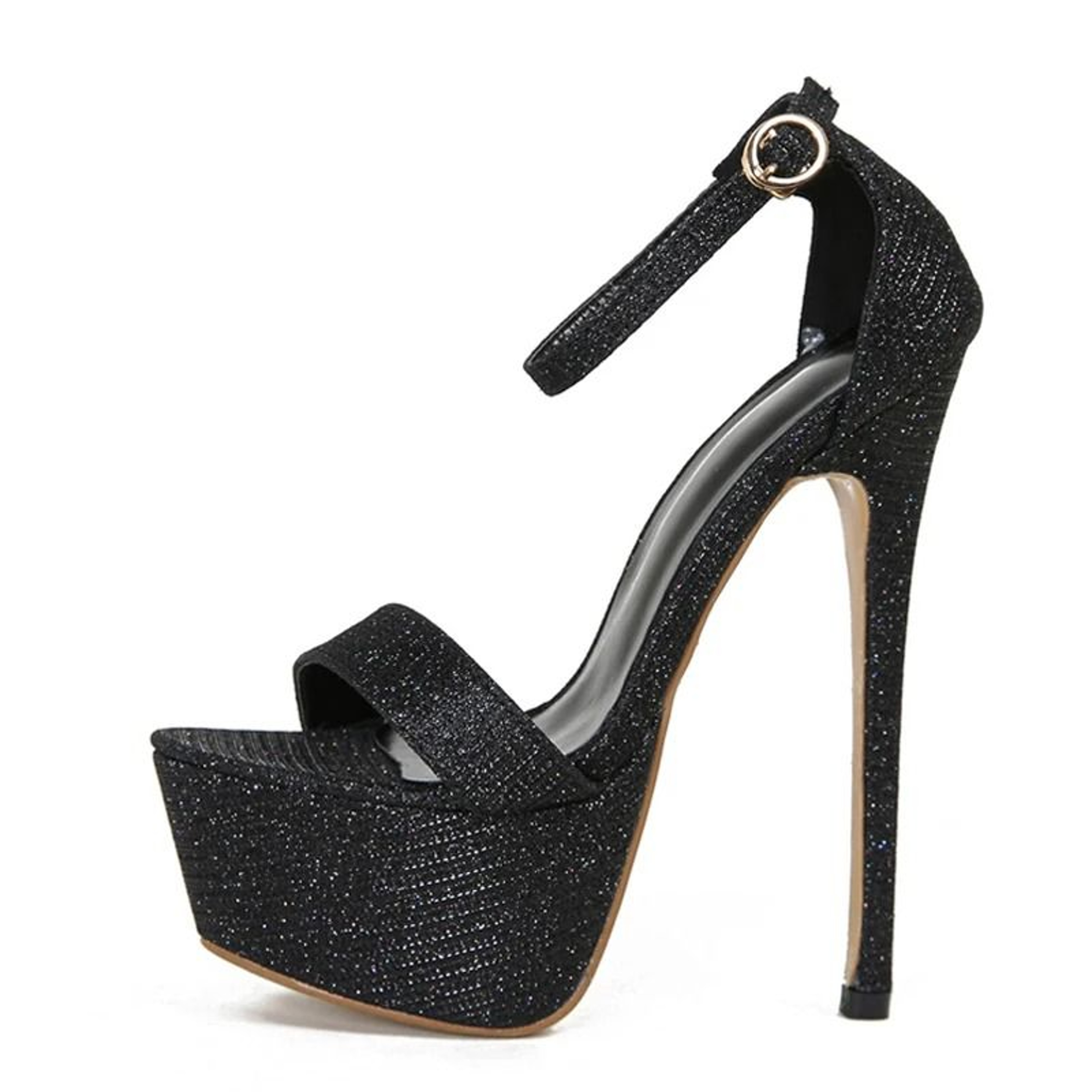 Sequined Open Toe Platform High Heel Sandals For Parties And Stage 3