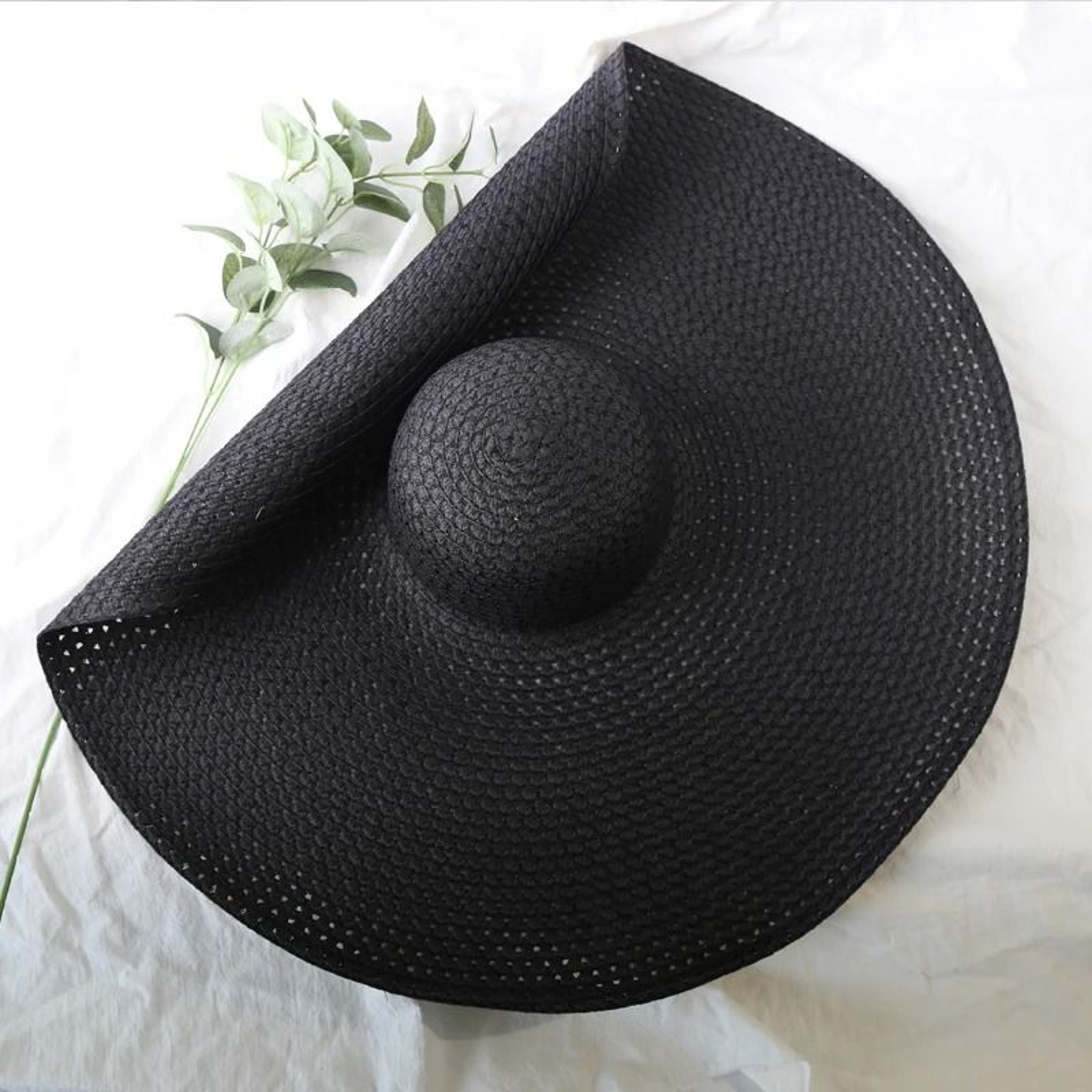 Handmade Woven Straw Beach Hat Flat Top Panama Sun Protection Visor – view 16